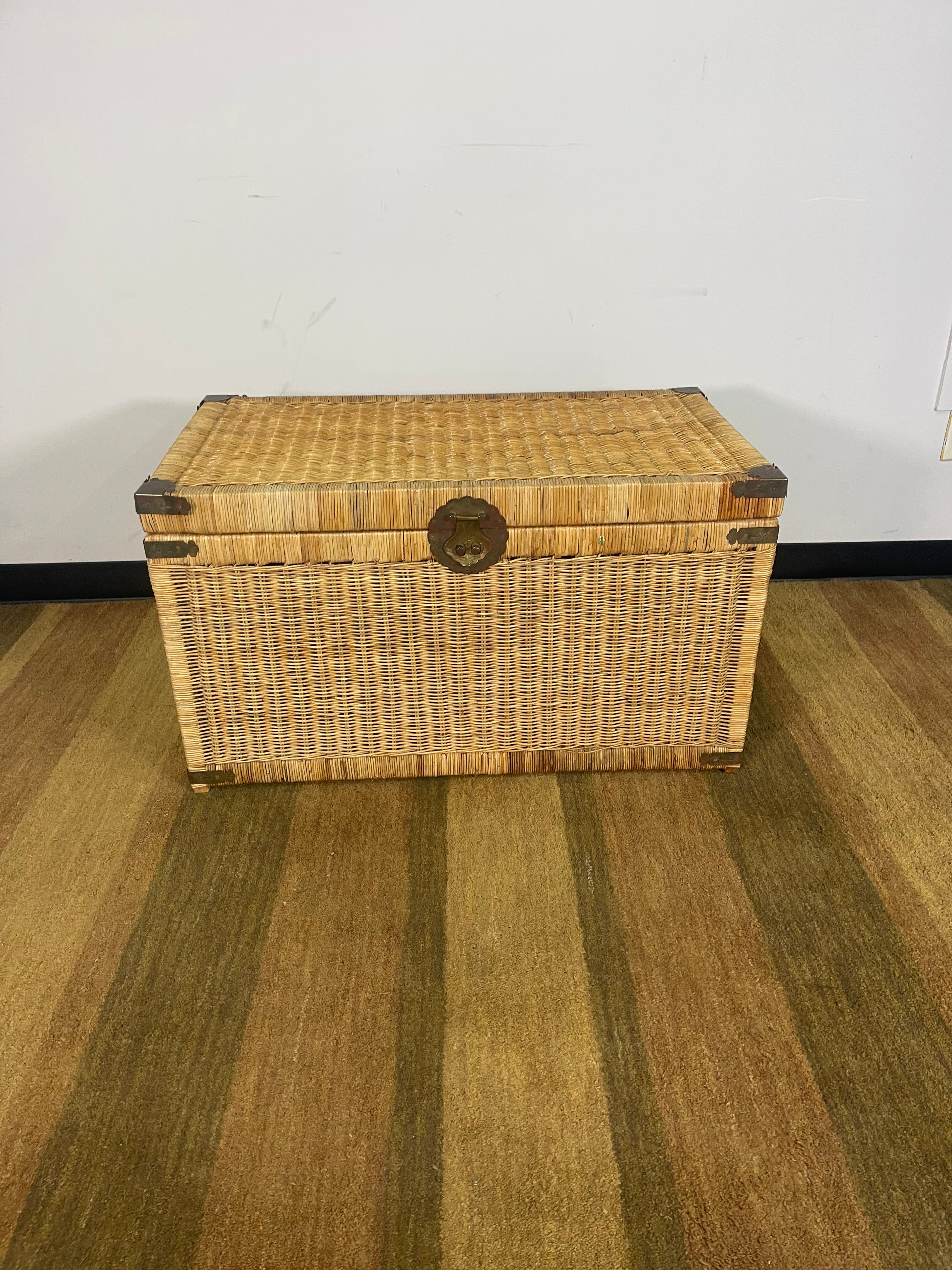 Vintage Woven Wicker Storage Chest
