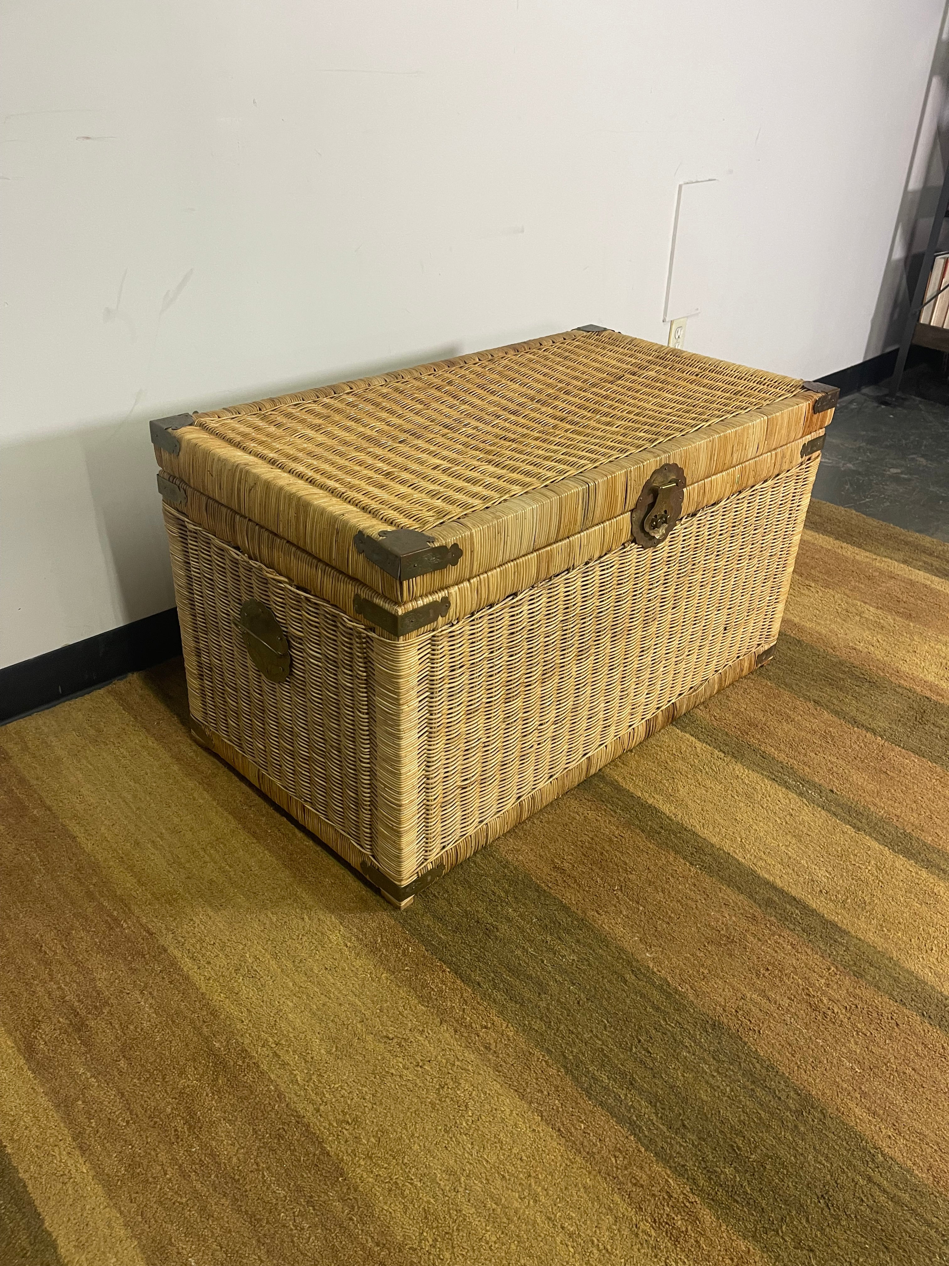 Vintage Woven Wicker Storage Chest
