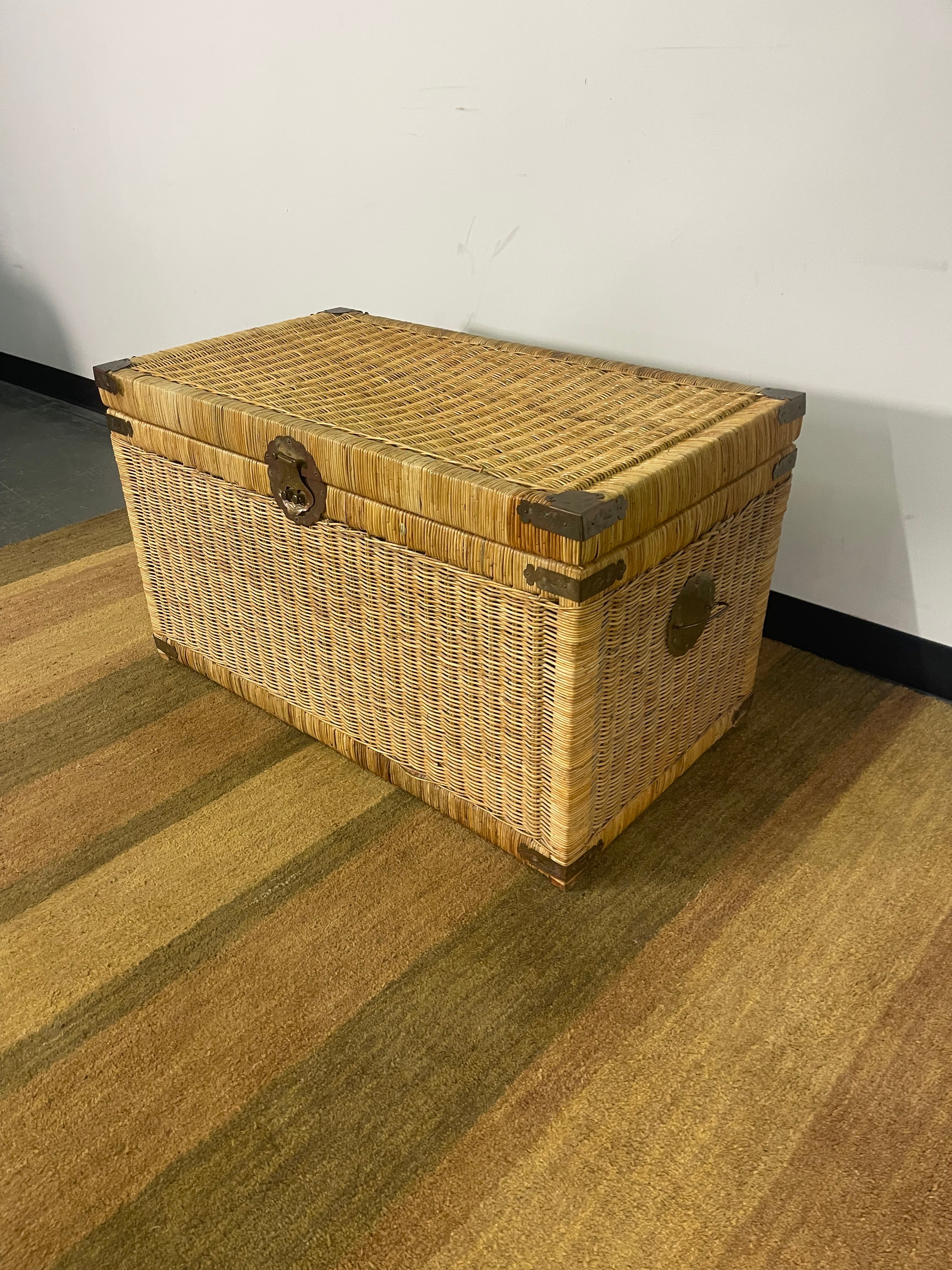 Vintage Woven Wicker Storage Chest