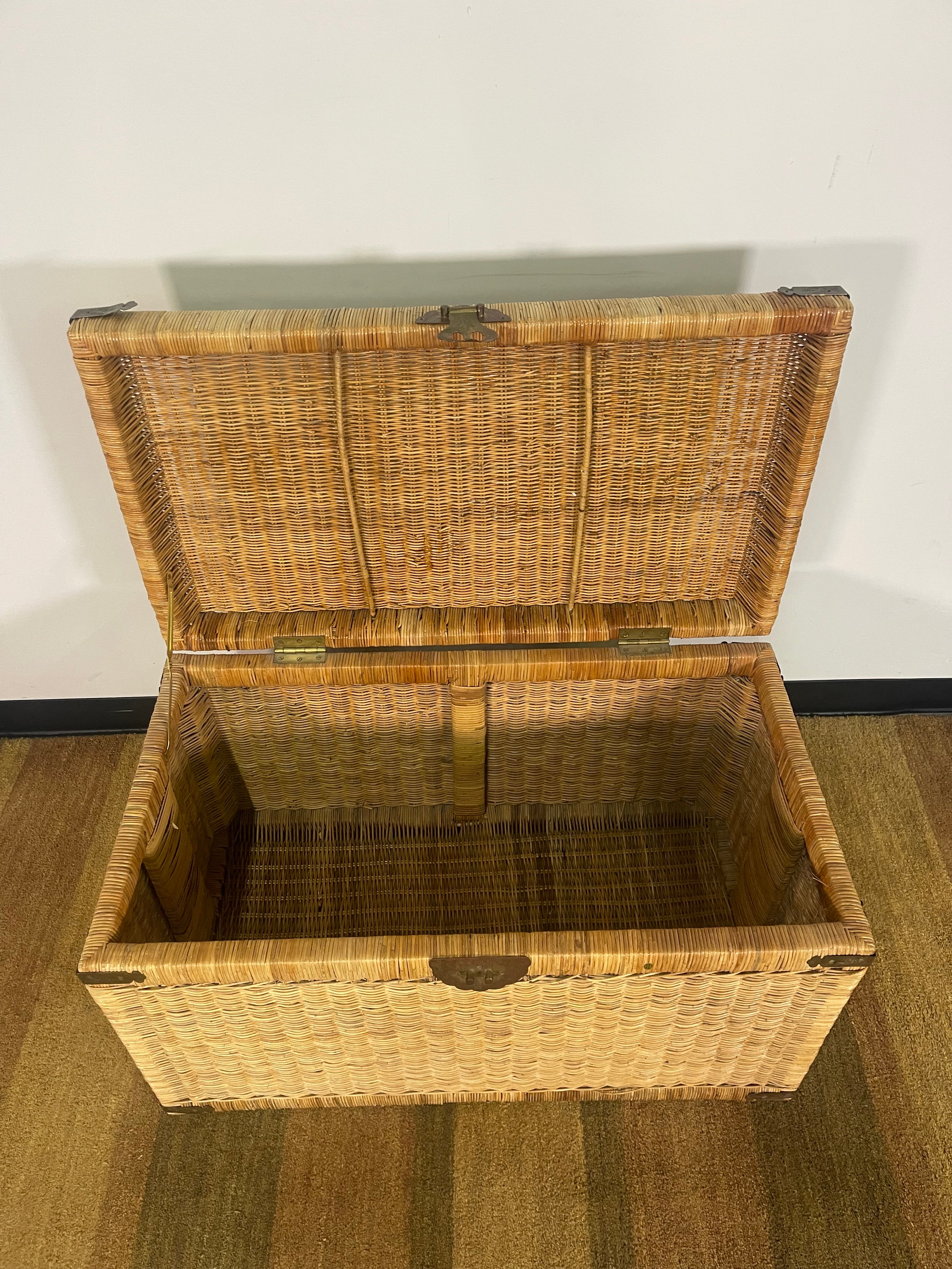 Vintage Woven Wicker Storage Chest