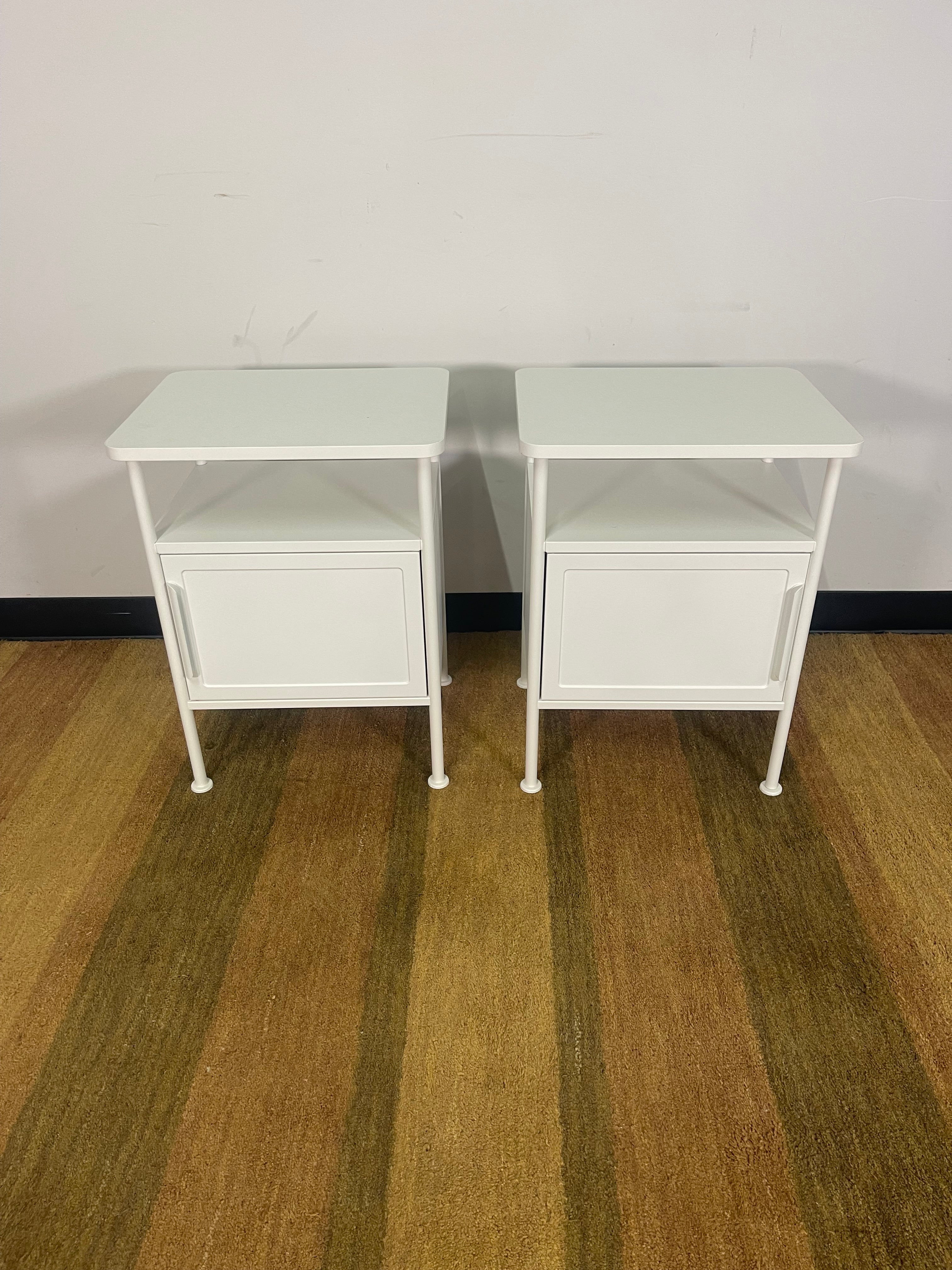 White Industrial Metal Nightstands
