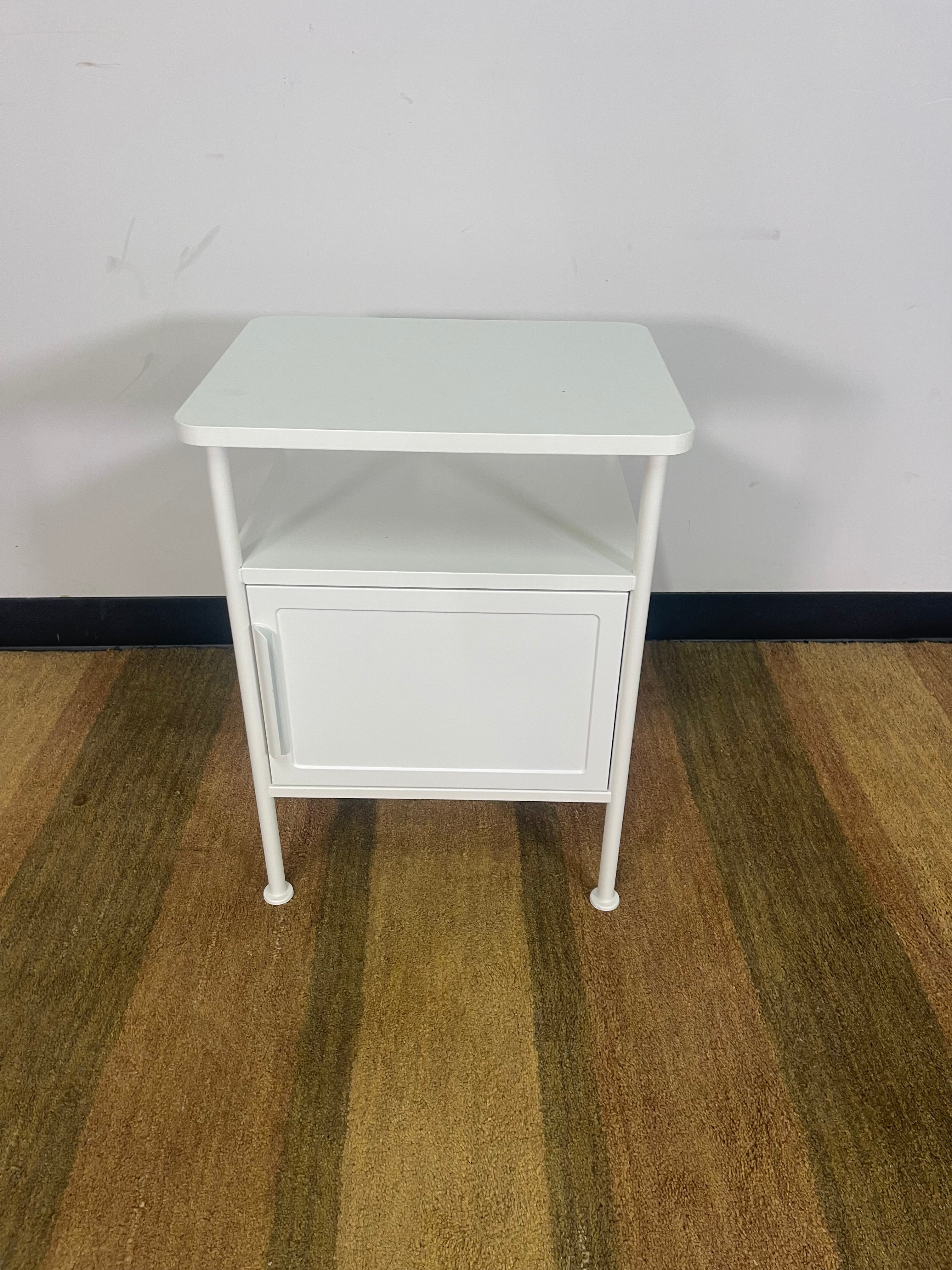 White Industrial Metal Nightstands