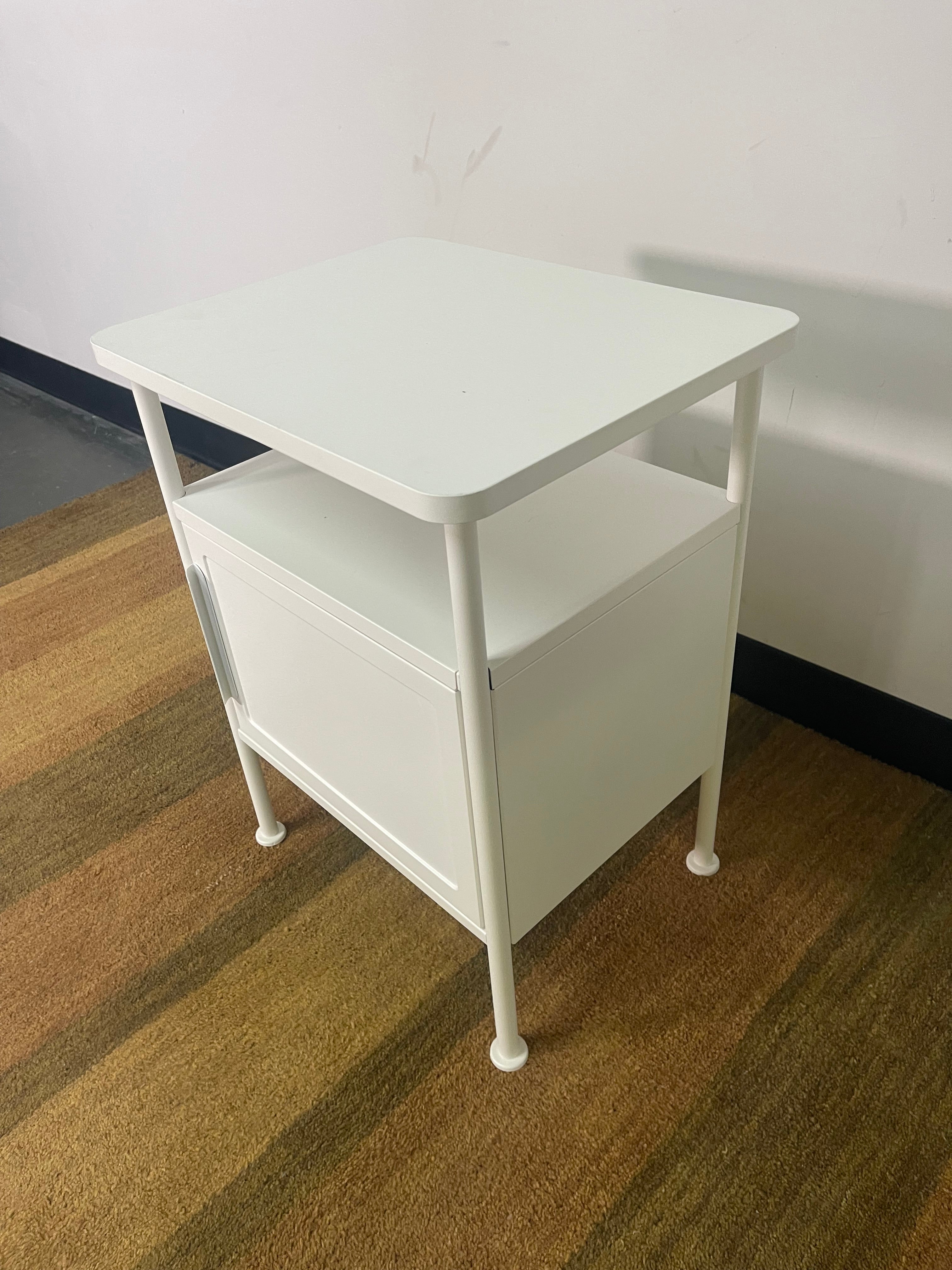 White Industrial Metal Nightstands