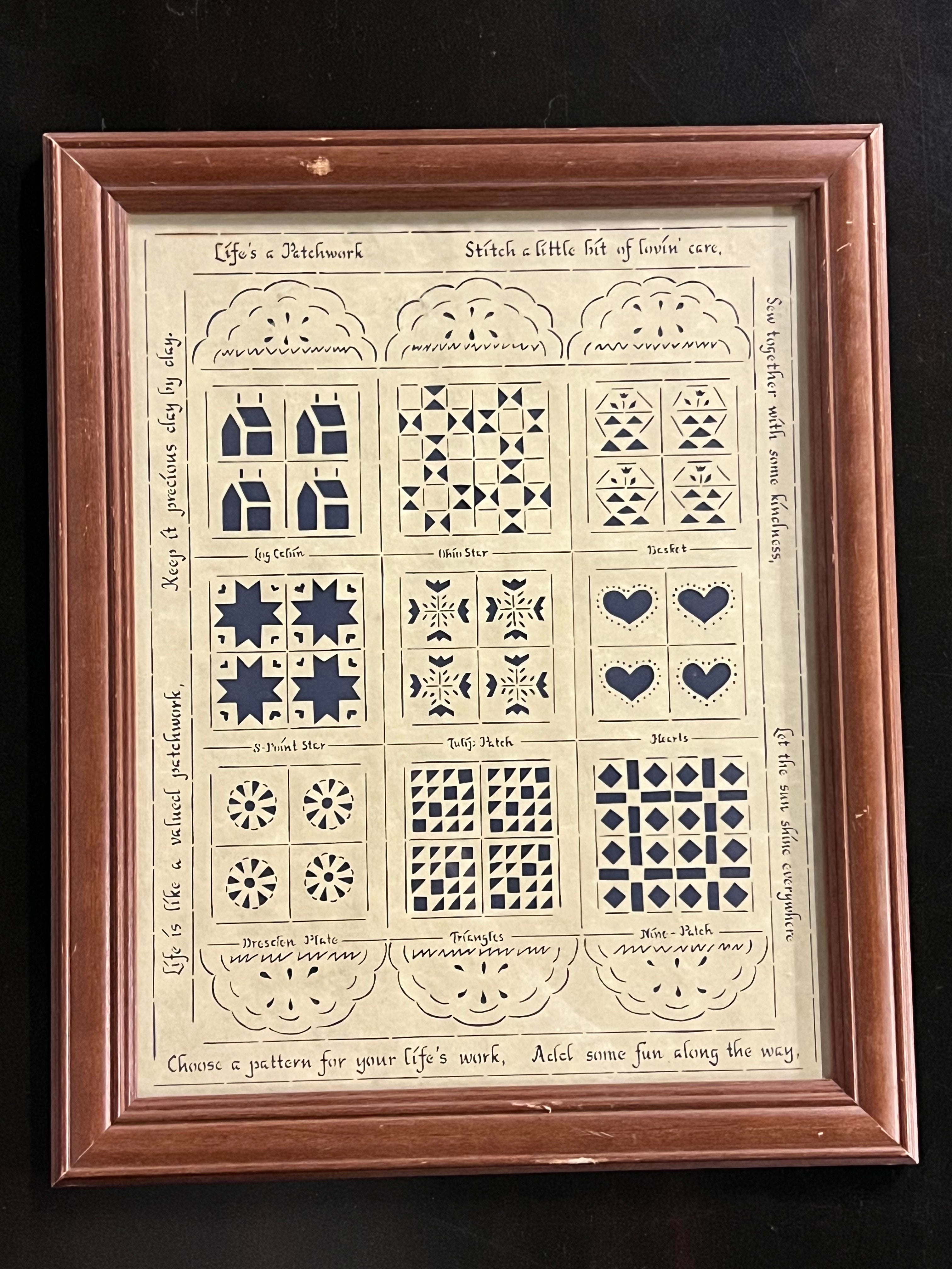 Vintage Quilt Sampler–Style Framed Print