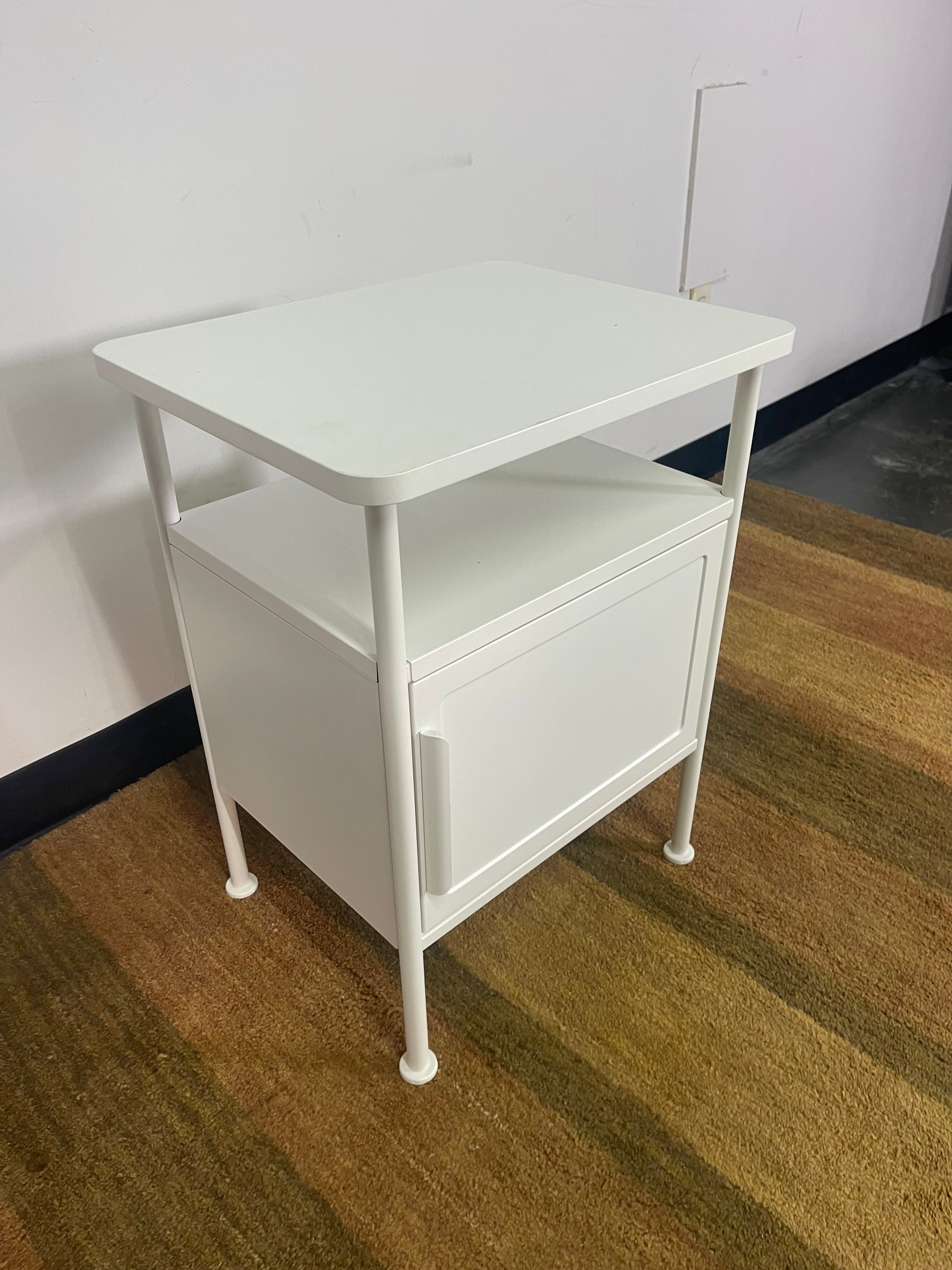 White Industrial Metal Nightstands