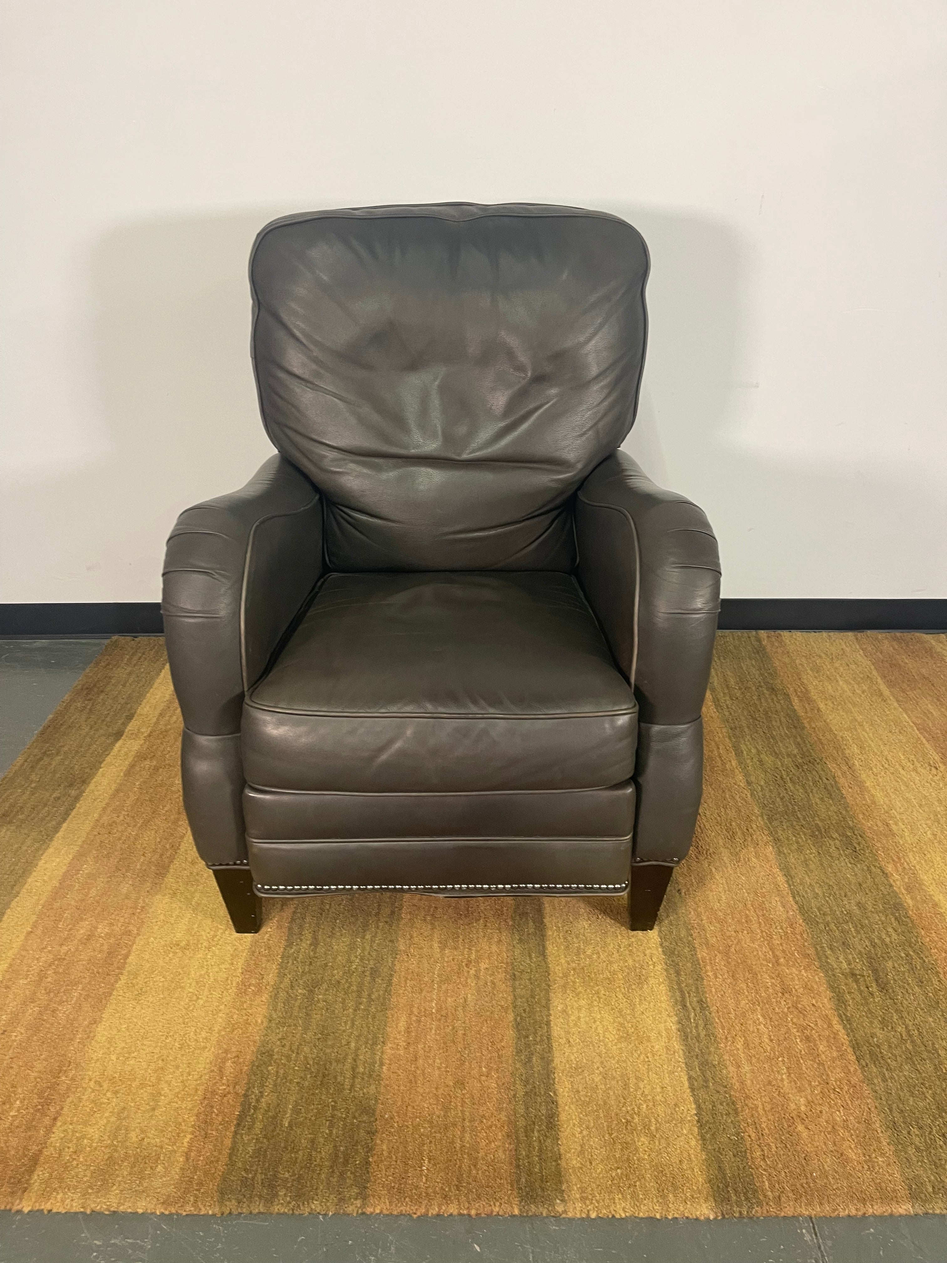 Gray Leather Push-Back Recliner