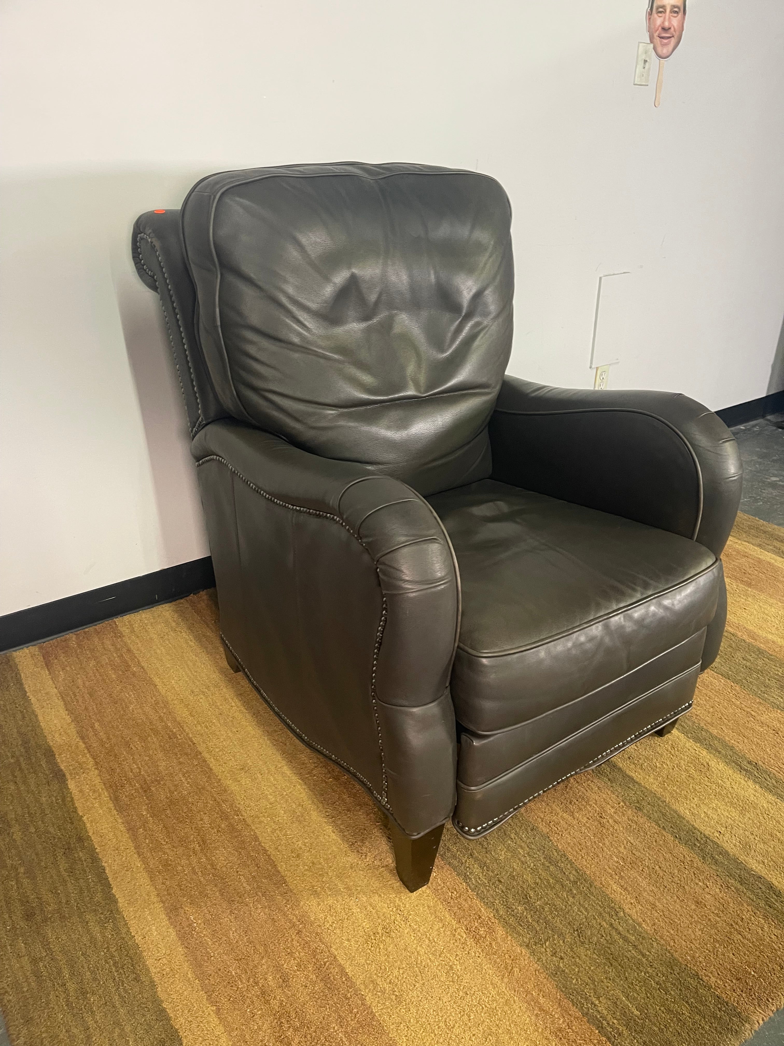 Gray Leather Push-Back Recliner