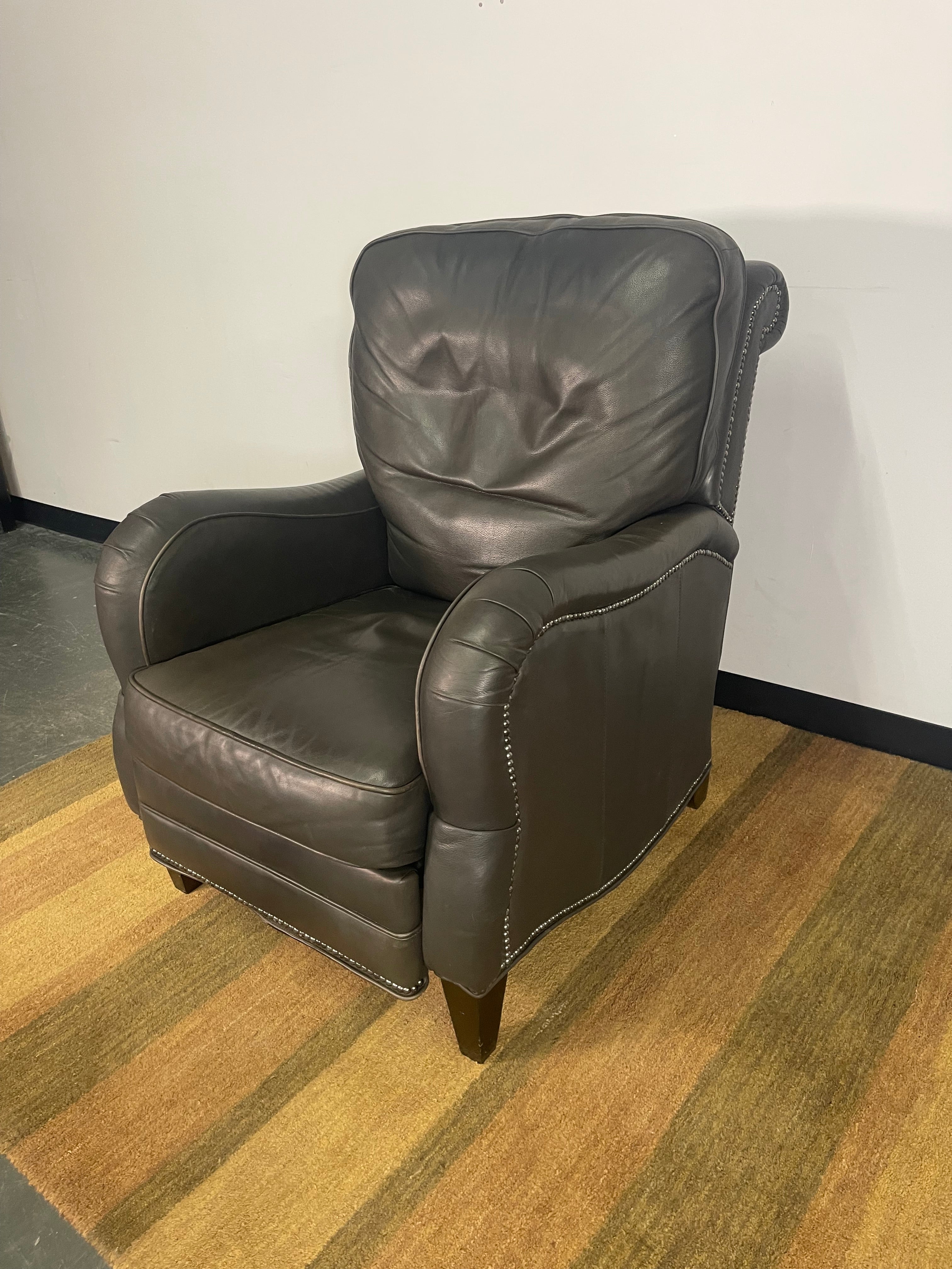 Gray Leather Push-Back Recliner