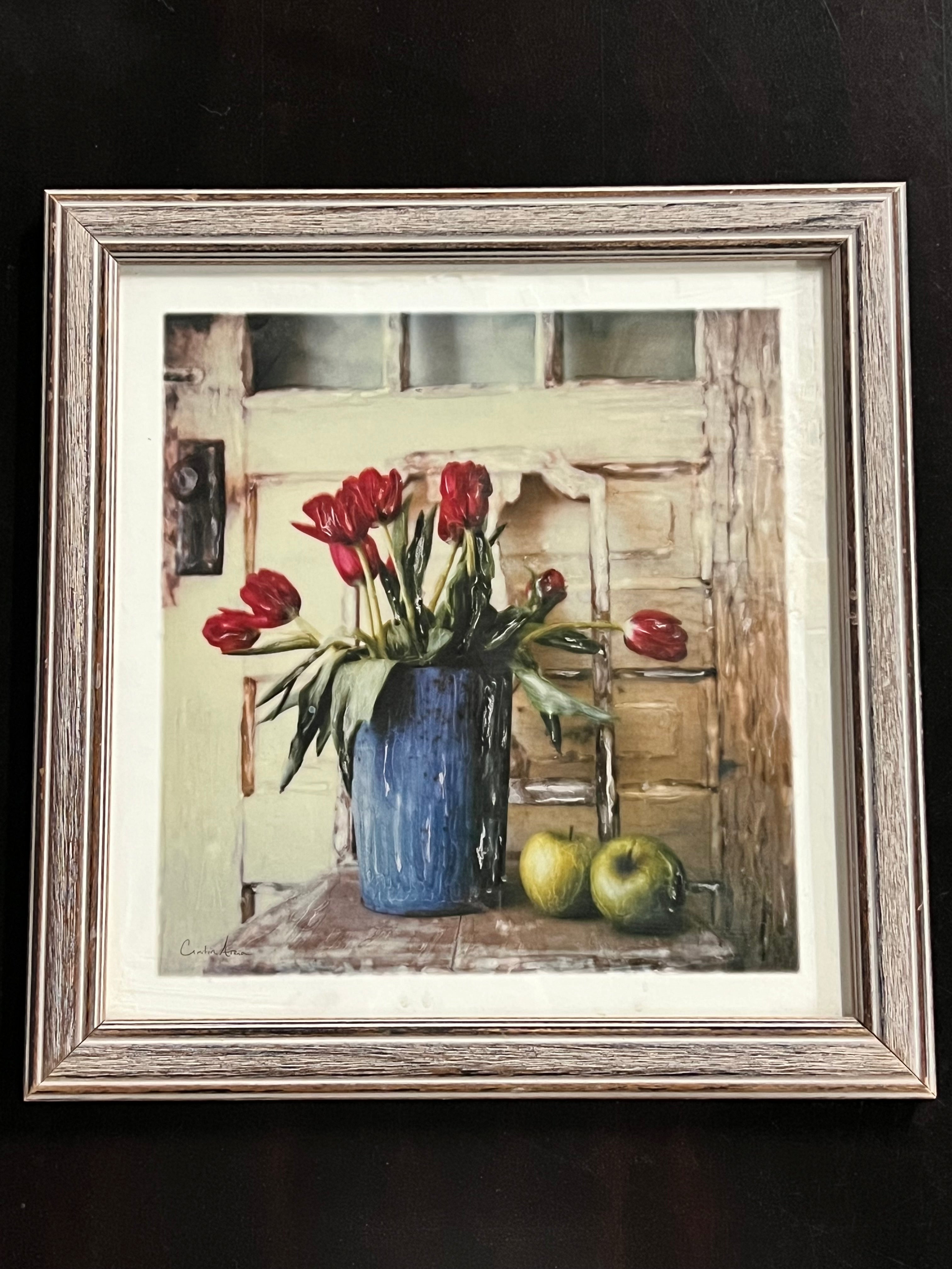 Rustic Still Life with Tulips & Apples