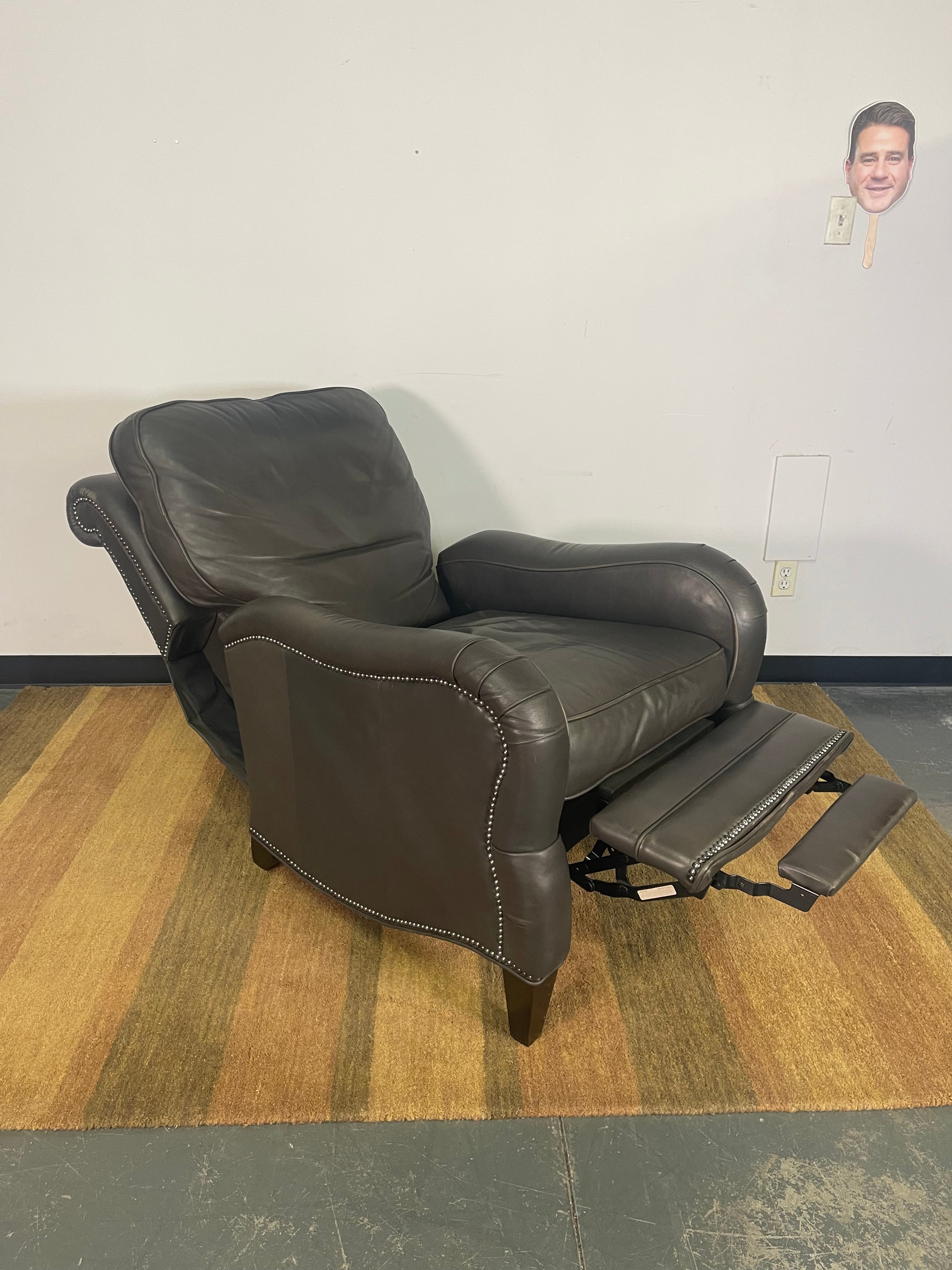 Gray Leather Push-Back Recliner