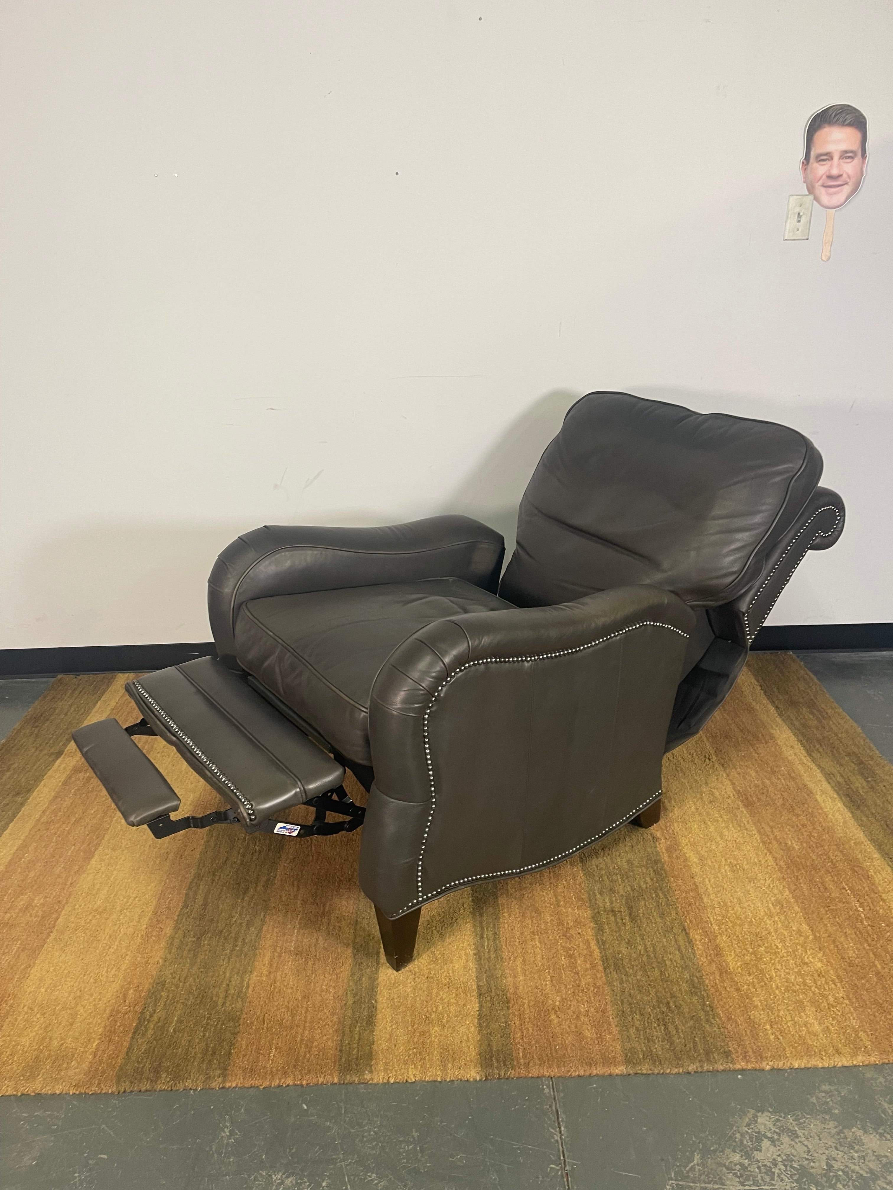 Gray Leather Push-Back Recliner