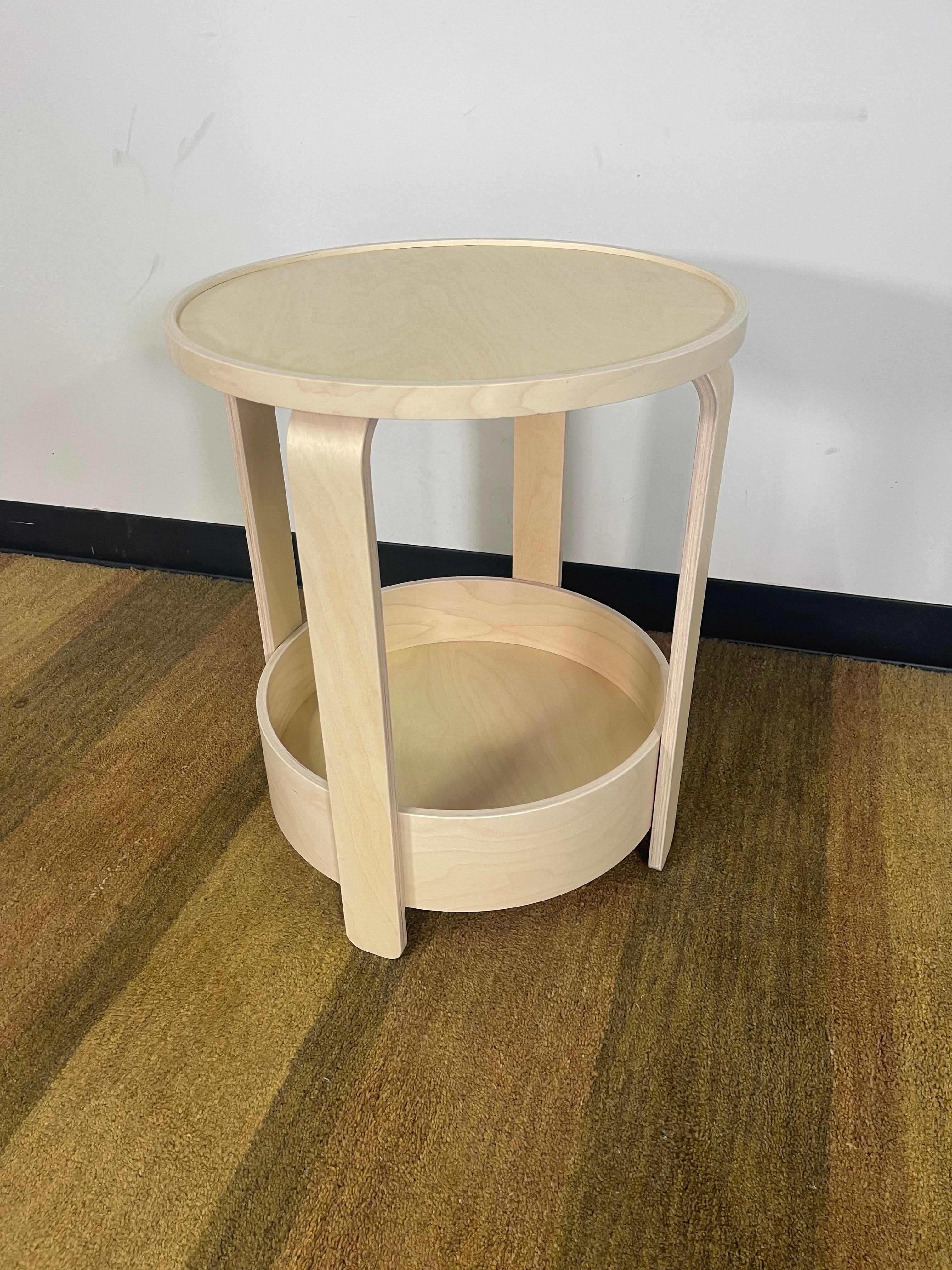 Round Light Wood Bentwood Side Table