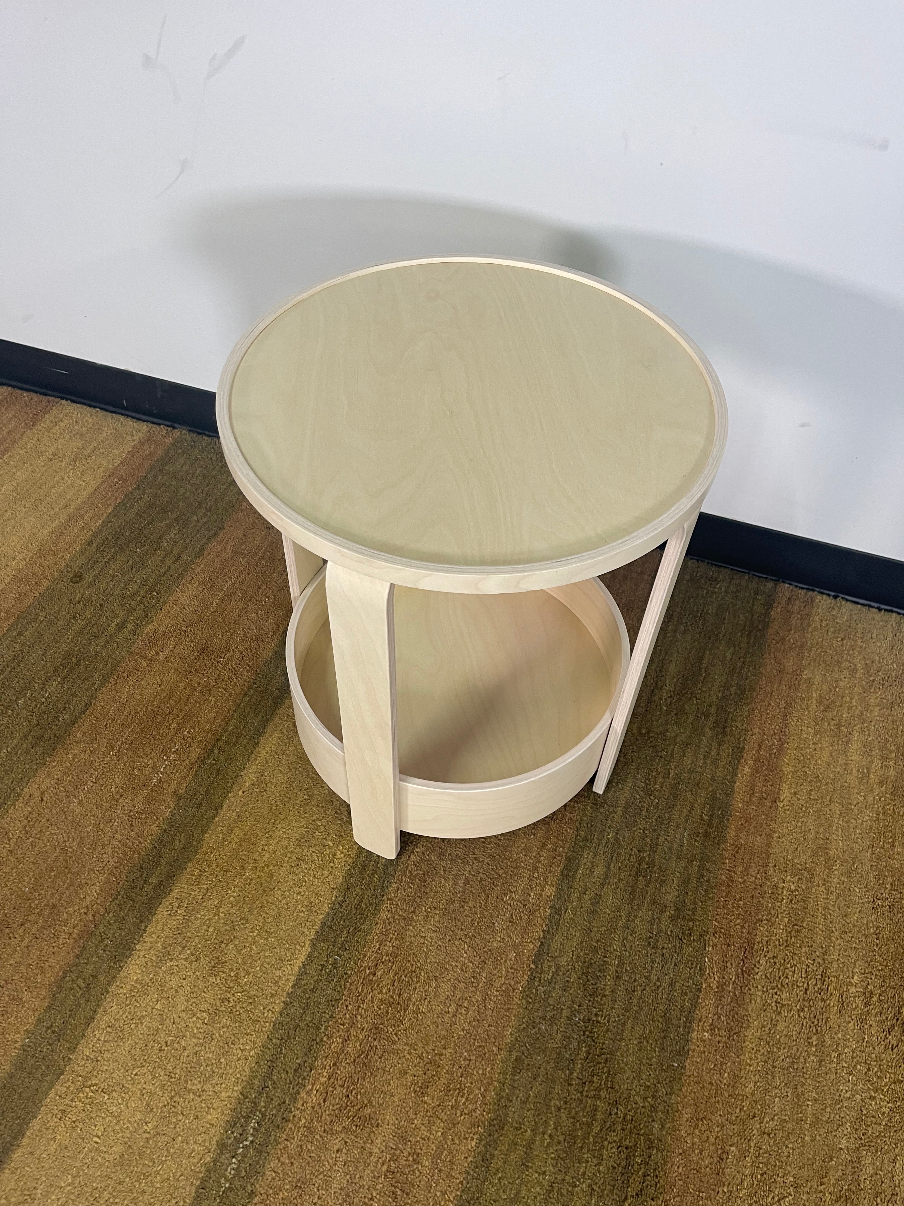 Round Light Wood Bentwood Side Table