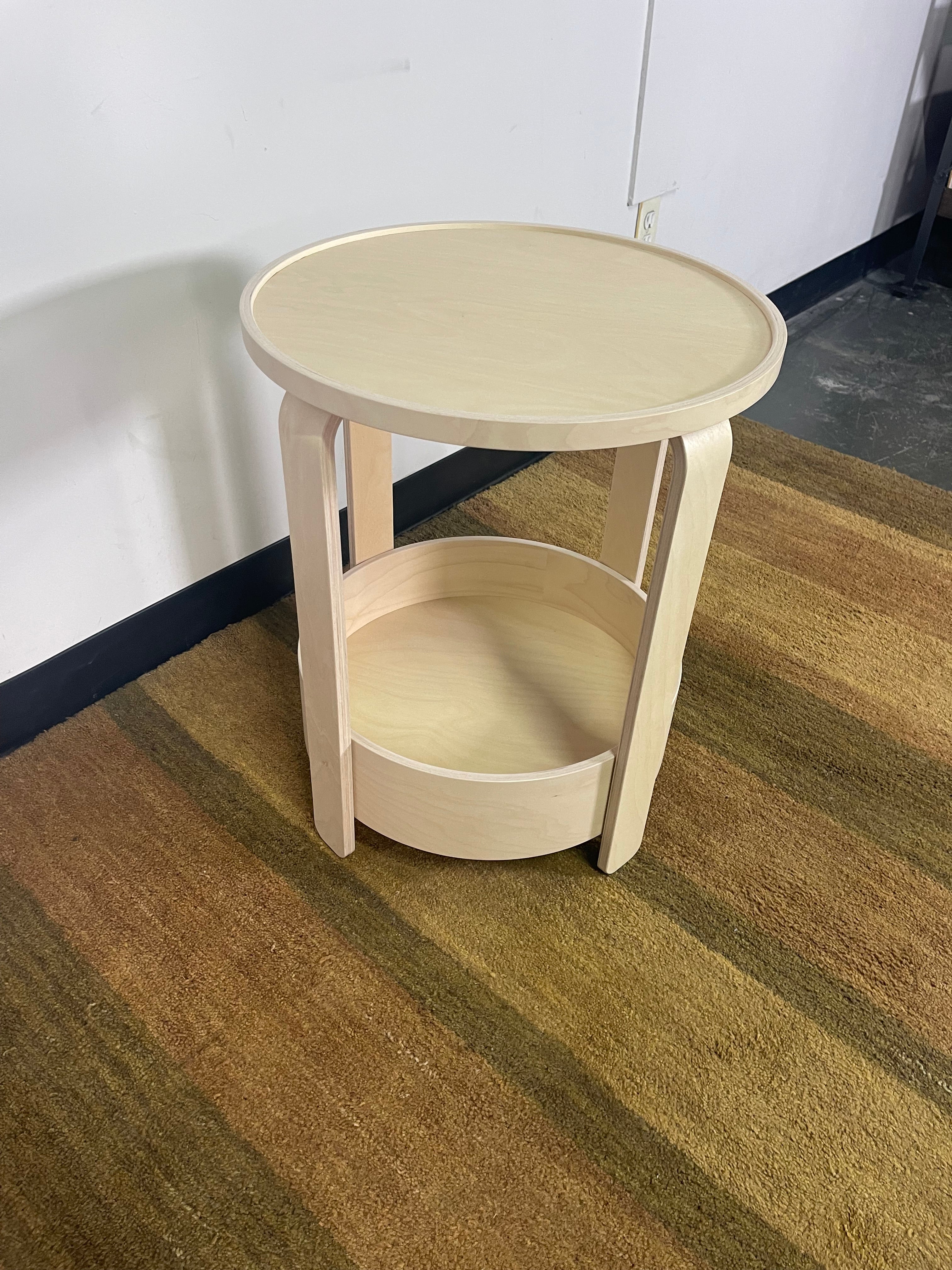 Round Light Wood Bentwood Side Table
