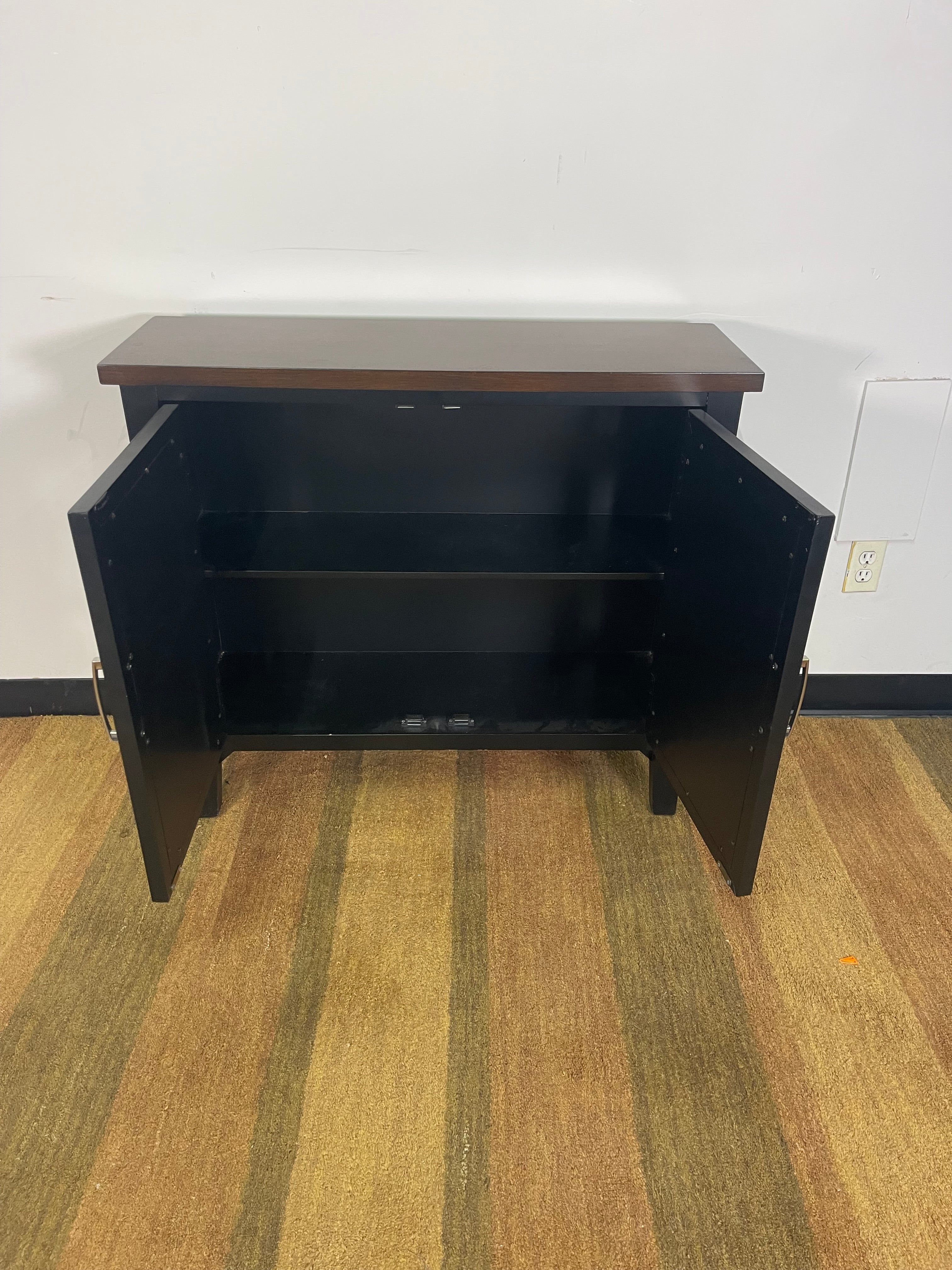 Black Scroll-Door Accent Cabinet