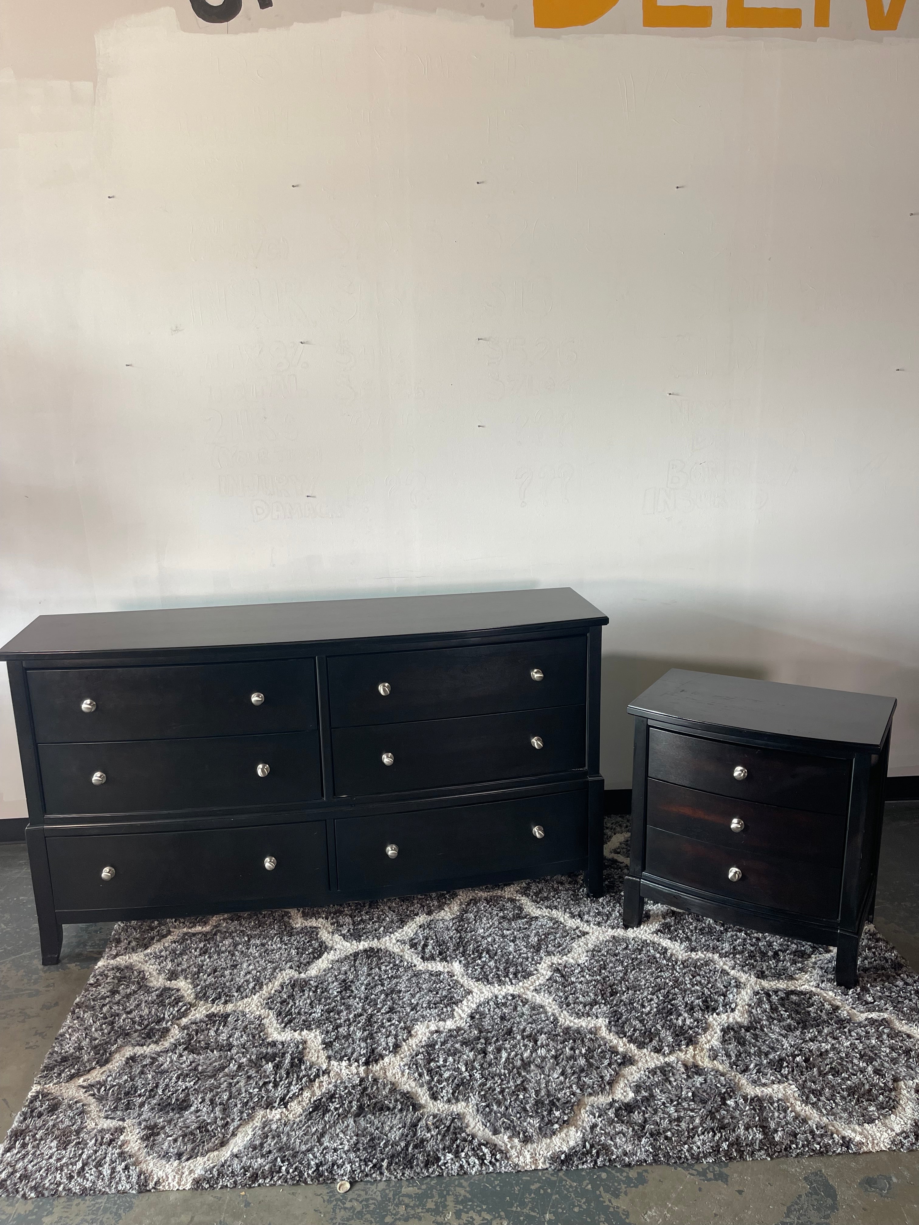 Black Bowfront Dresser &amp; Nightstand Set