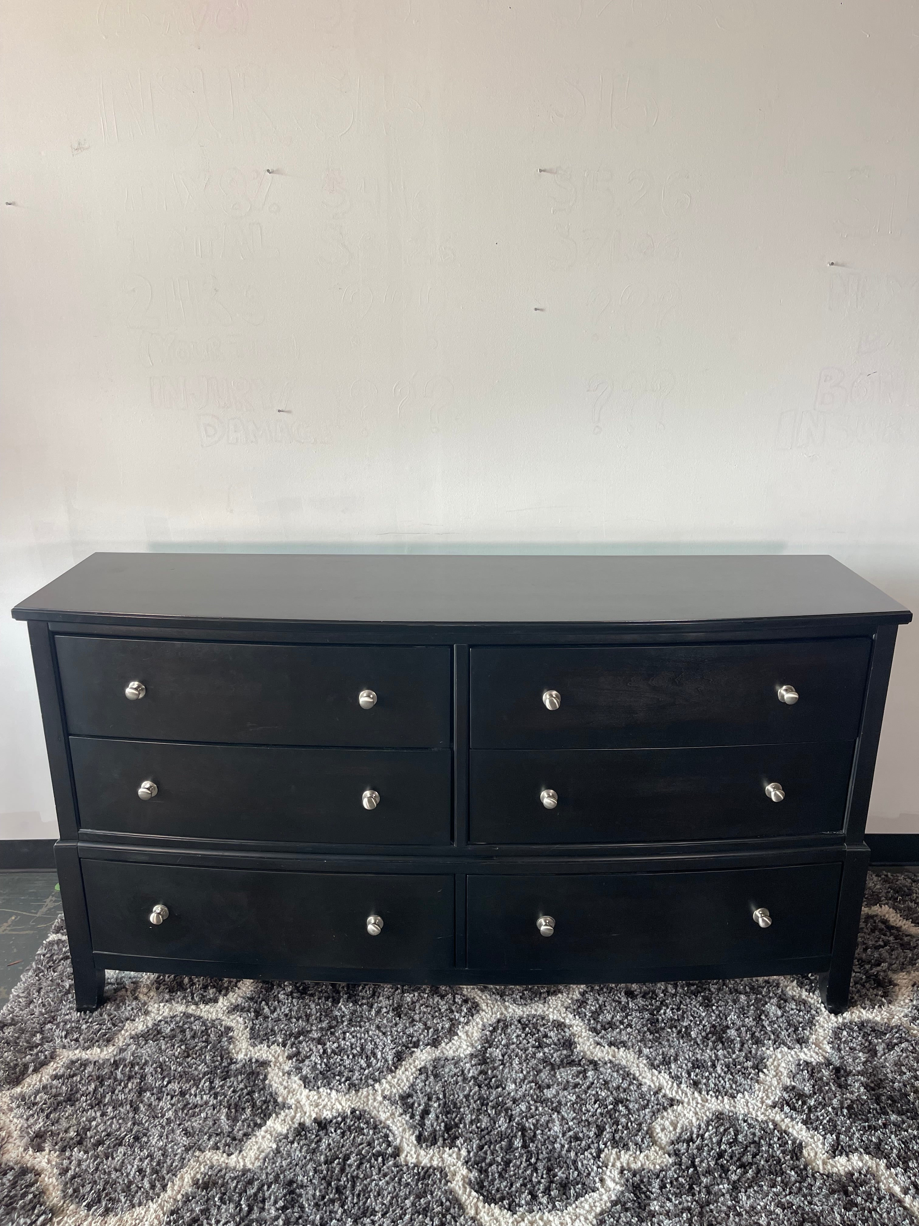 Black Bowfront Dresser & Nightstand Set