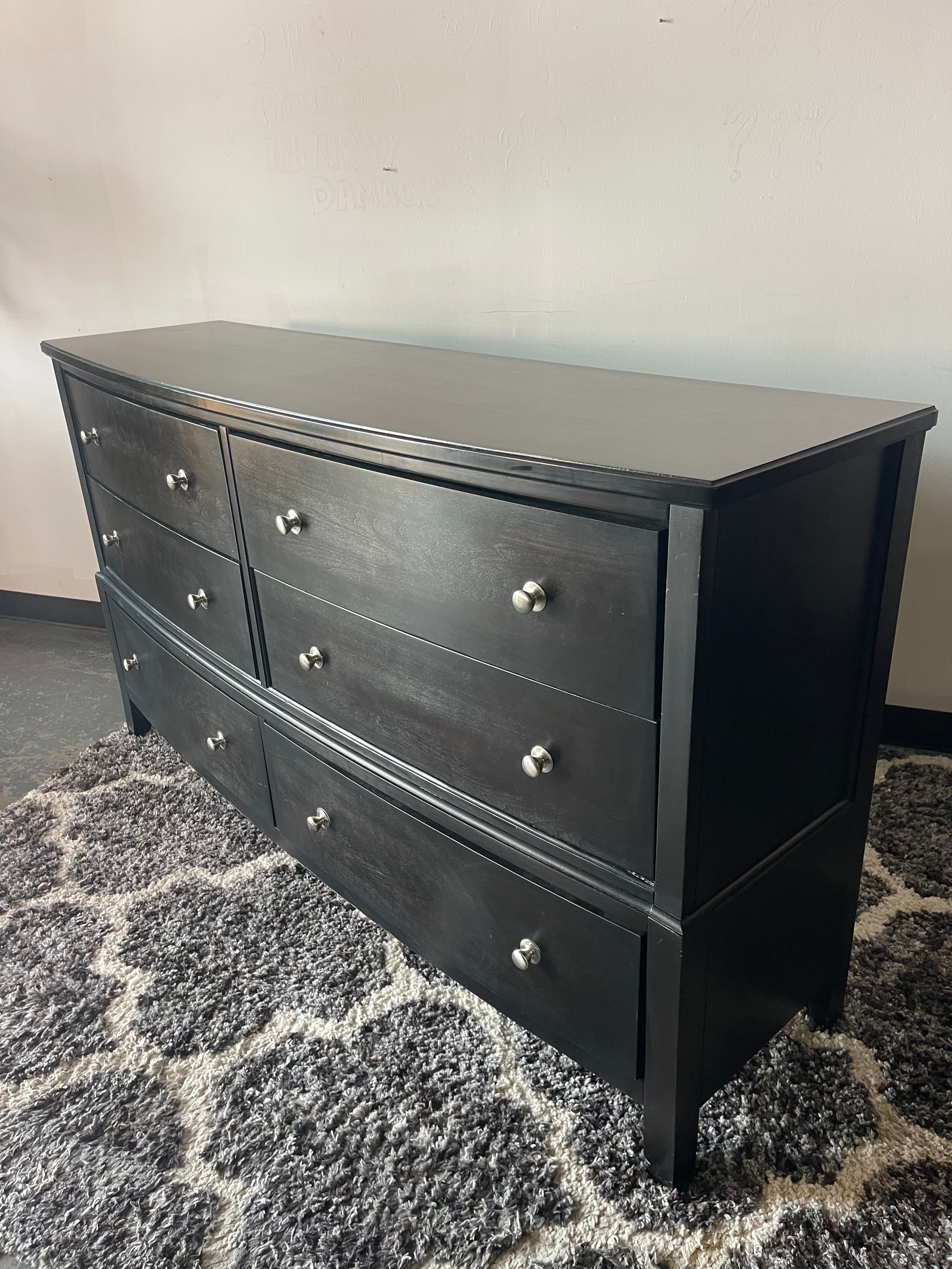 Black Bowfront Dresser & Nightstand Set