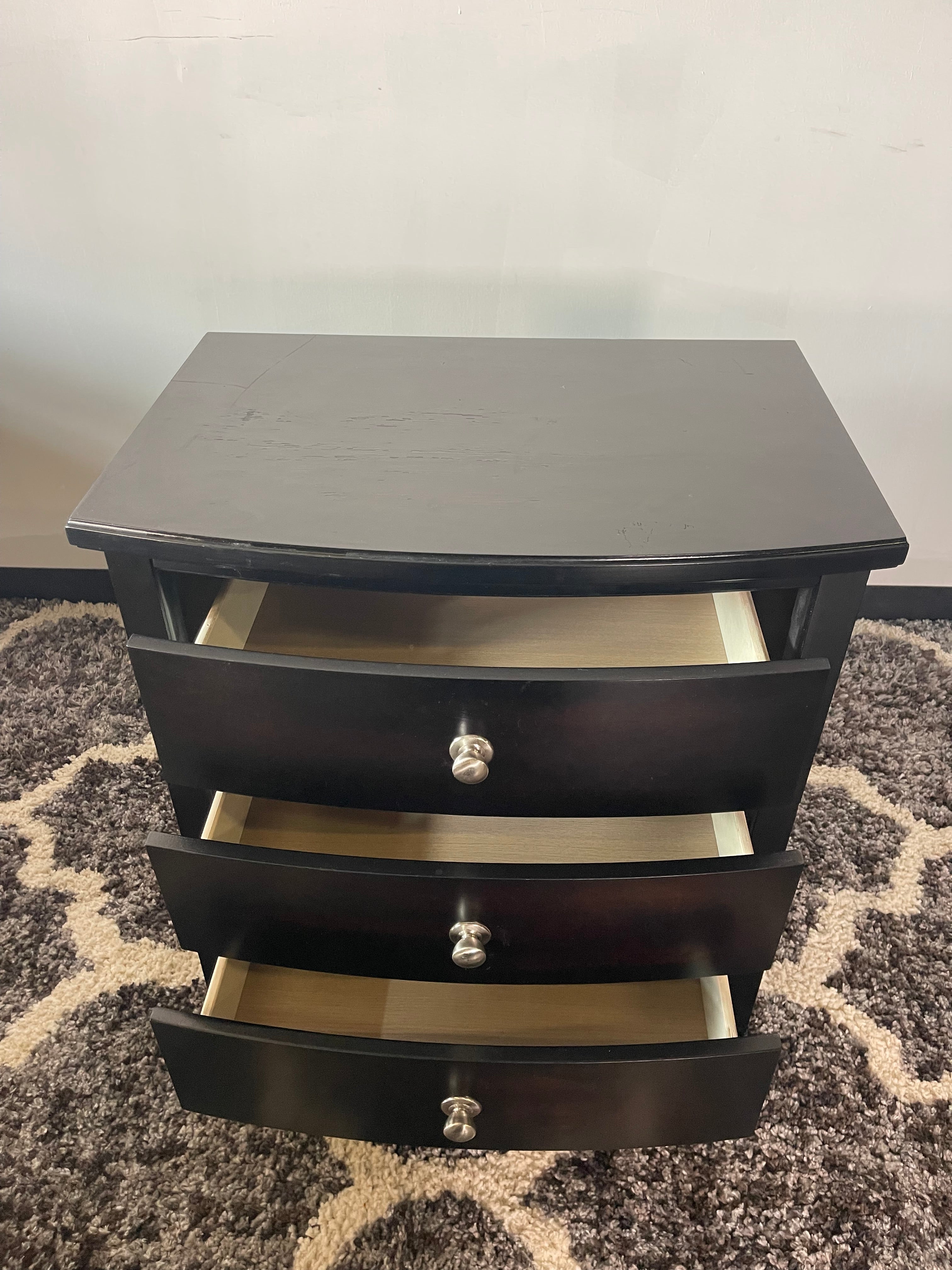 Black Bowfront Dresser & Nightstand Set