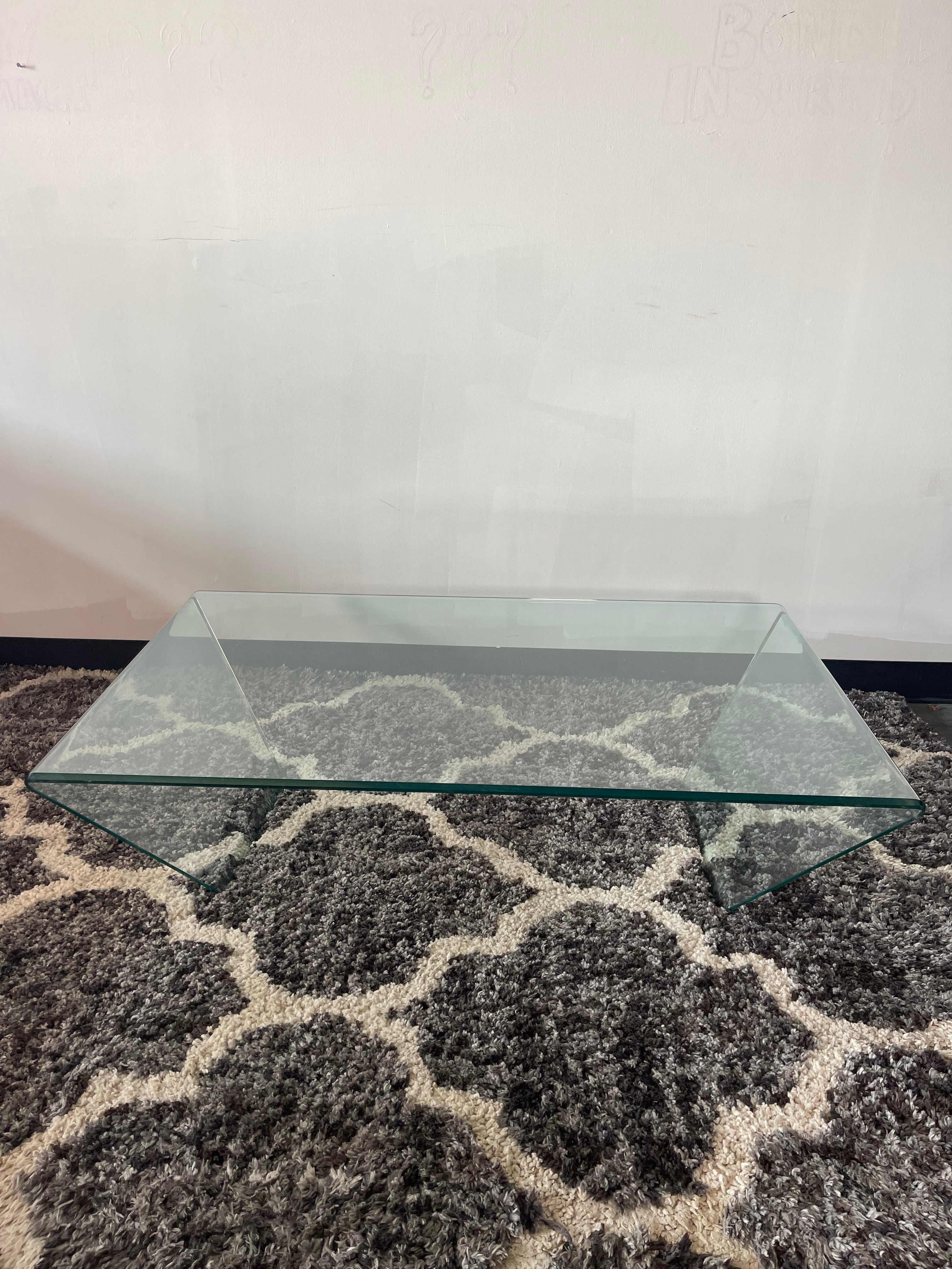 Modern Waterfall Glass Coffee Table