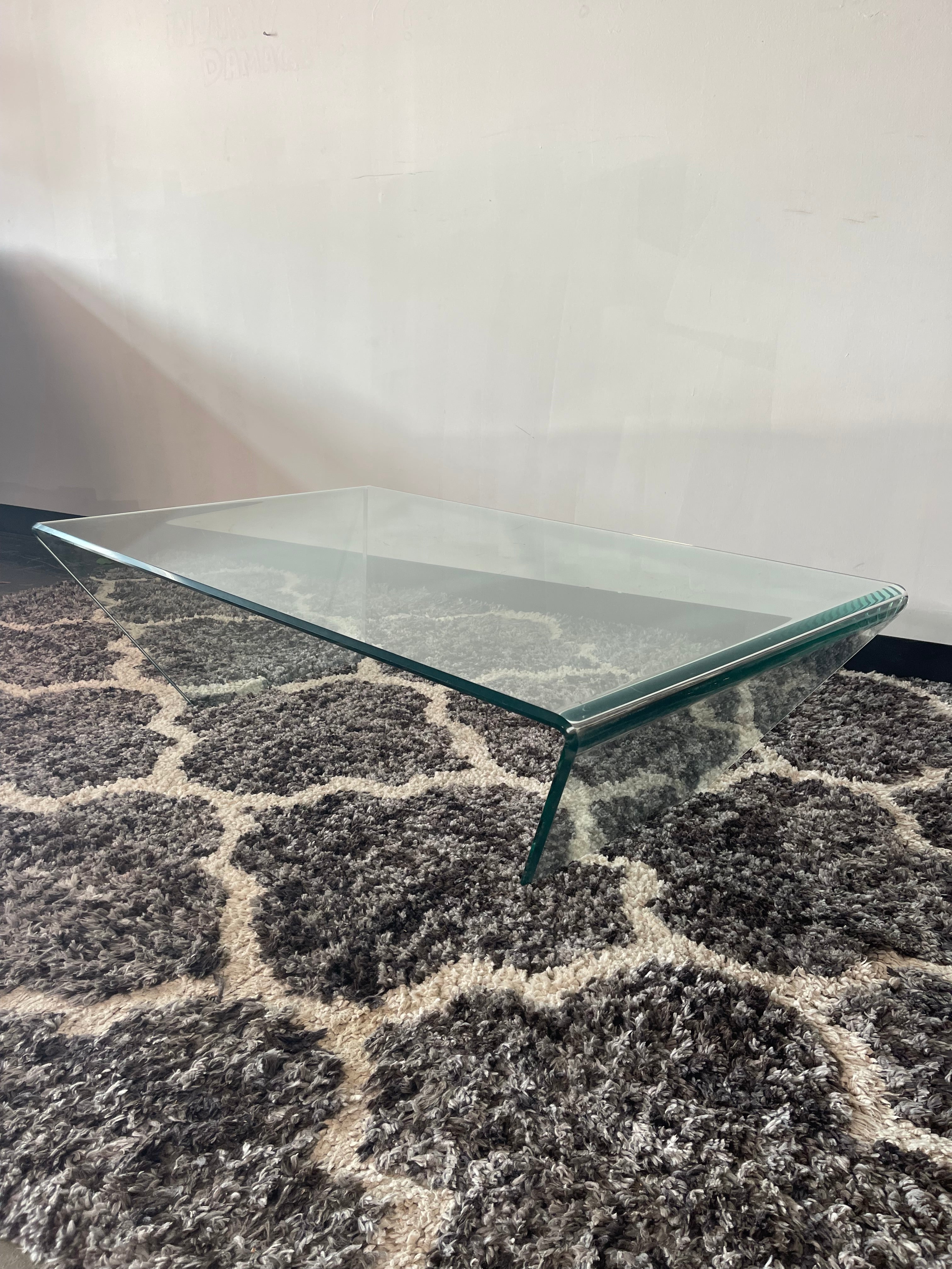 Modern Waterfall Glass Coffee Table
