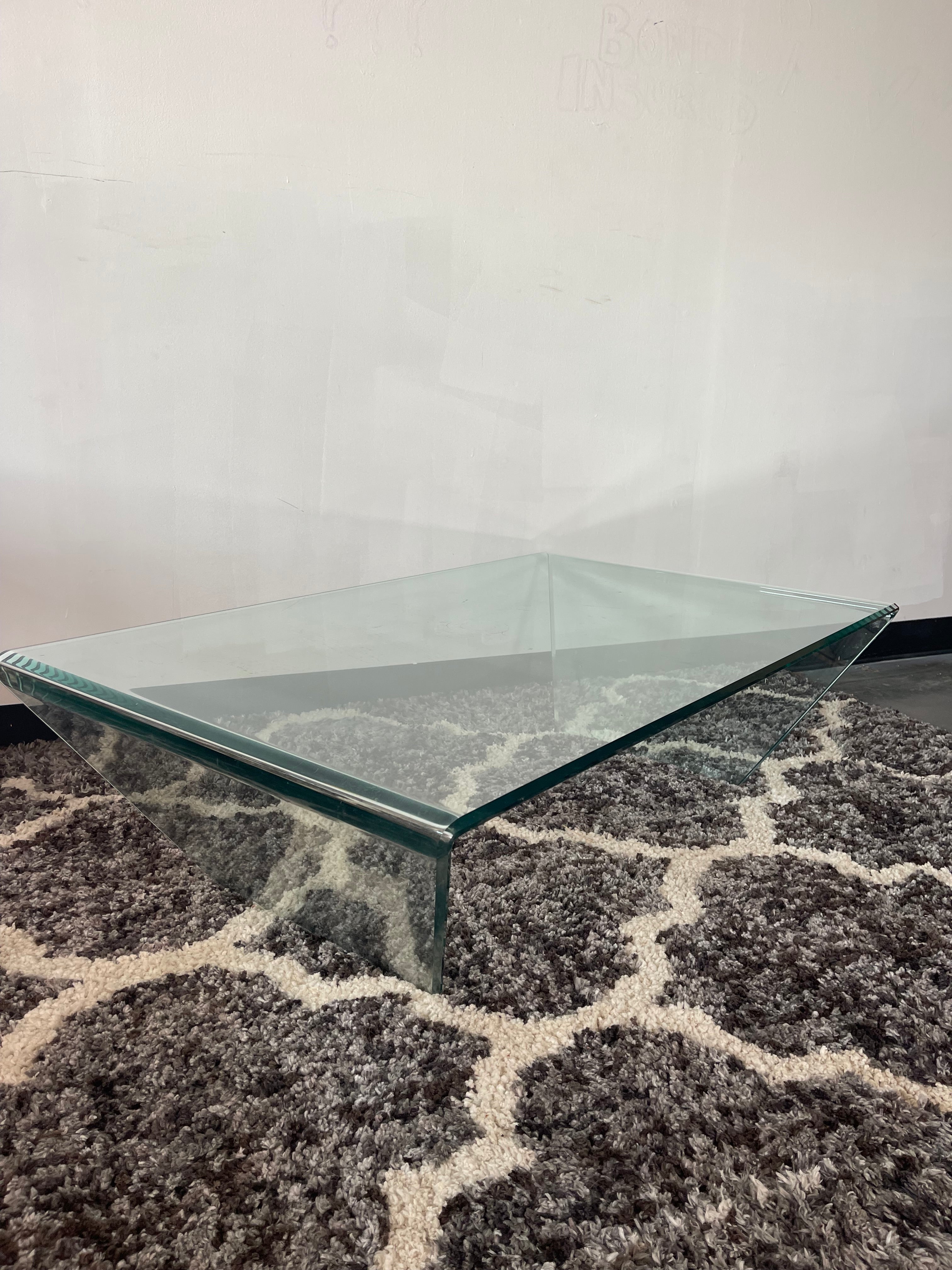 Modern Waterfall Glass Coffee Table