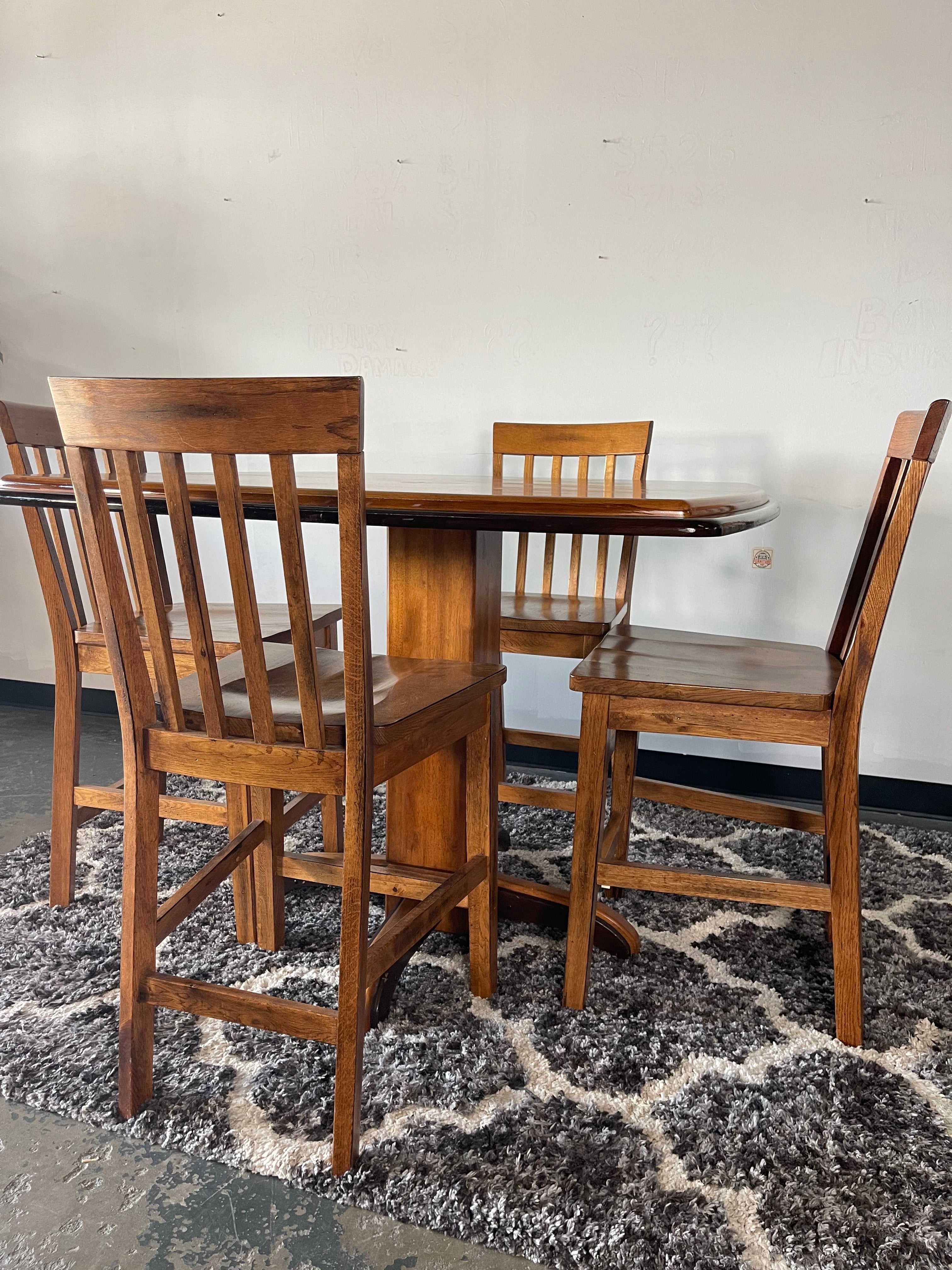 Warm Wood Pub-Height Dining Set