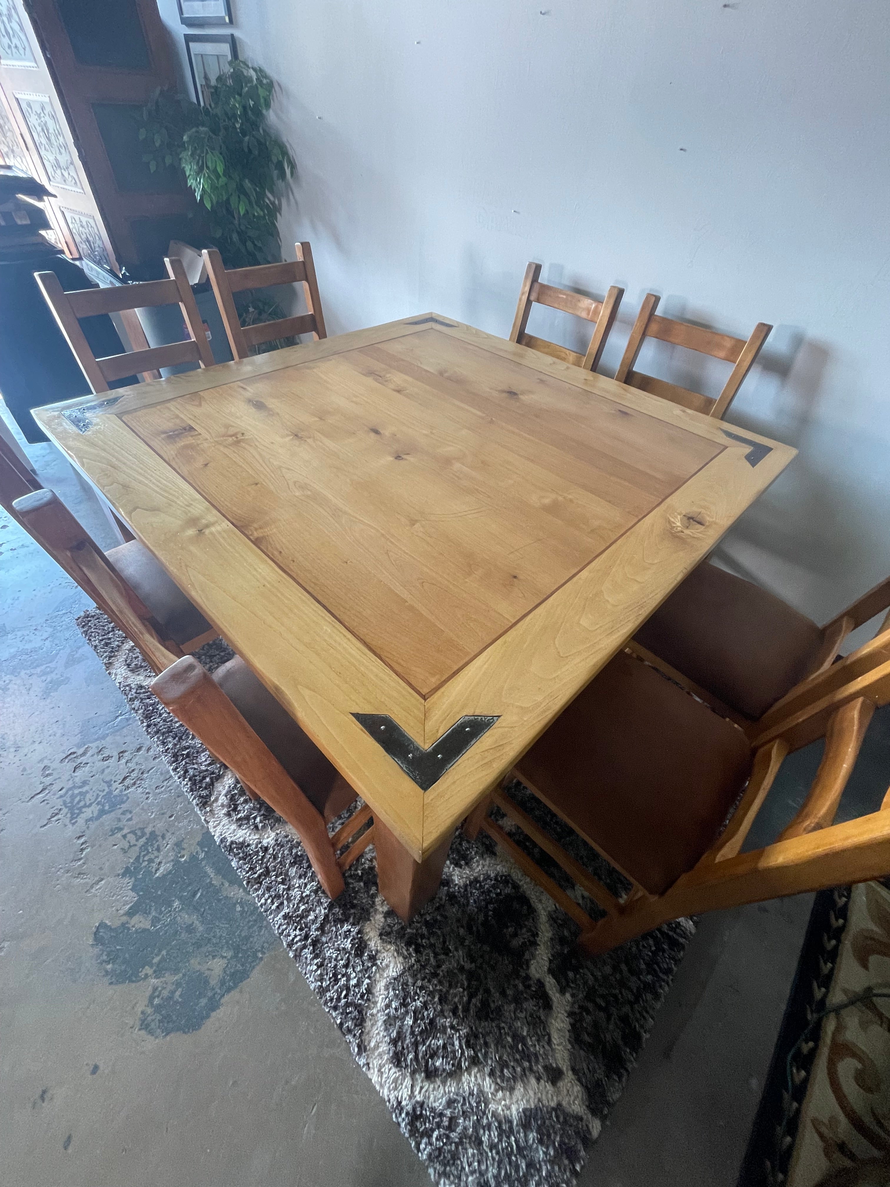 Rustic Pine Counter-Height Dining Set with 8 Chairs
