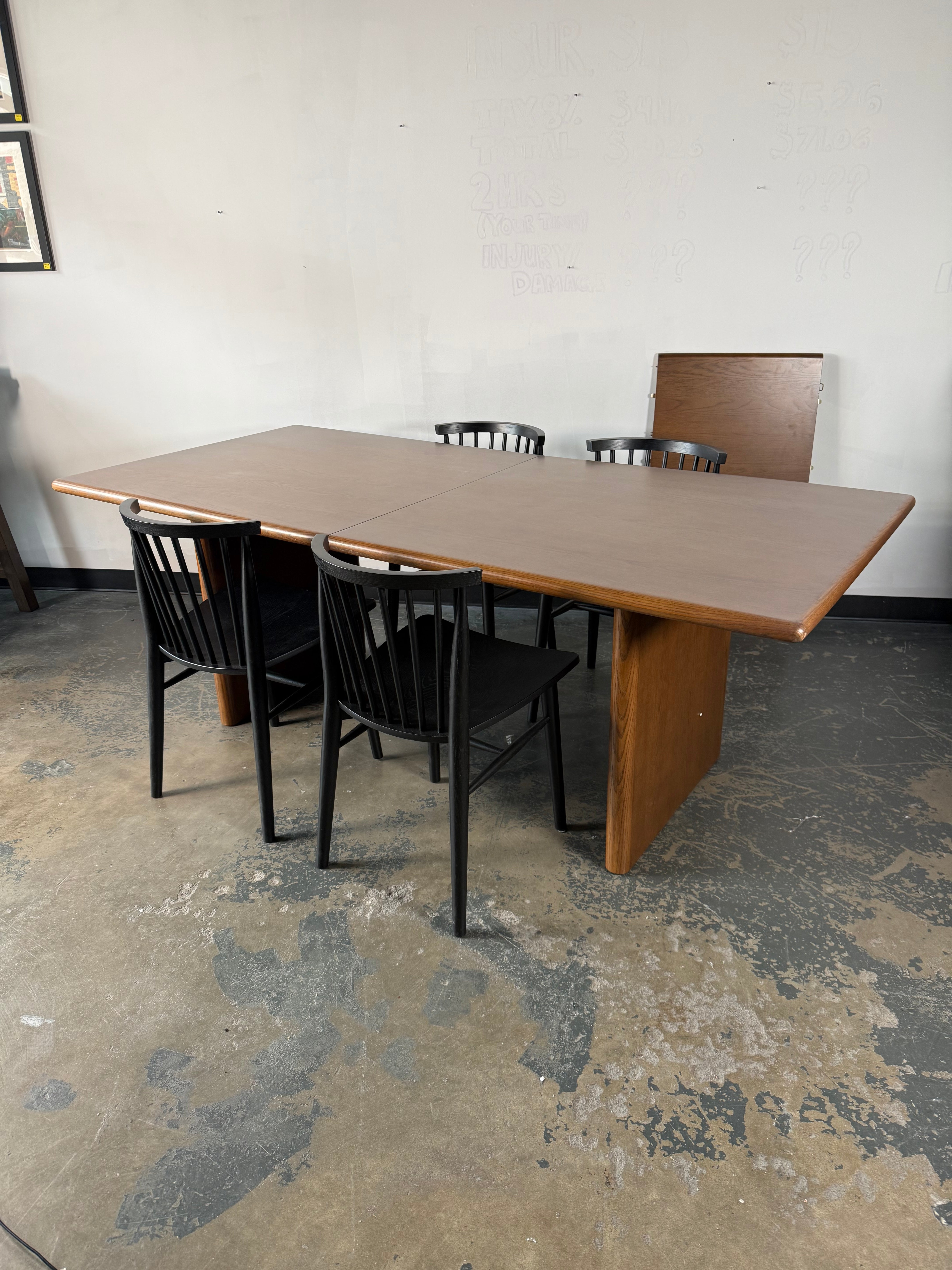 Article Torme Extendable Dining Table + 4 Rustic Dining Chairs