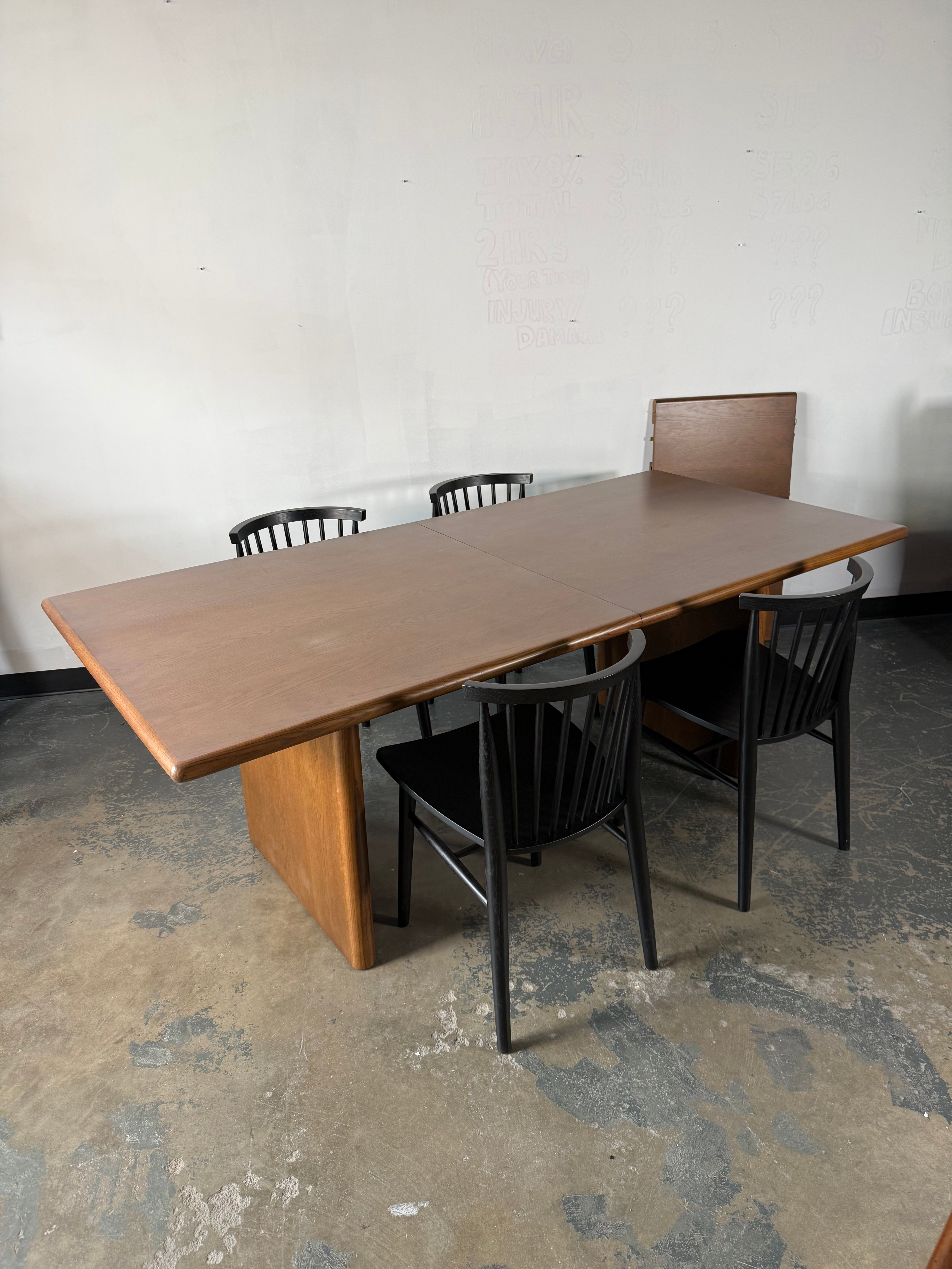 Article Torme Extendable Dining Table + 4 Rustic Dining Chairs