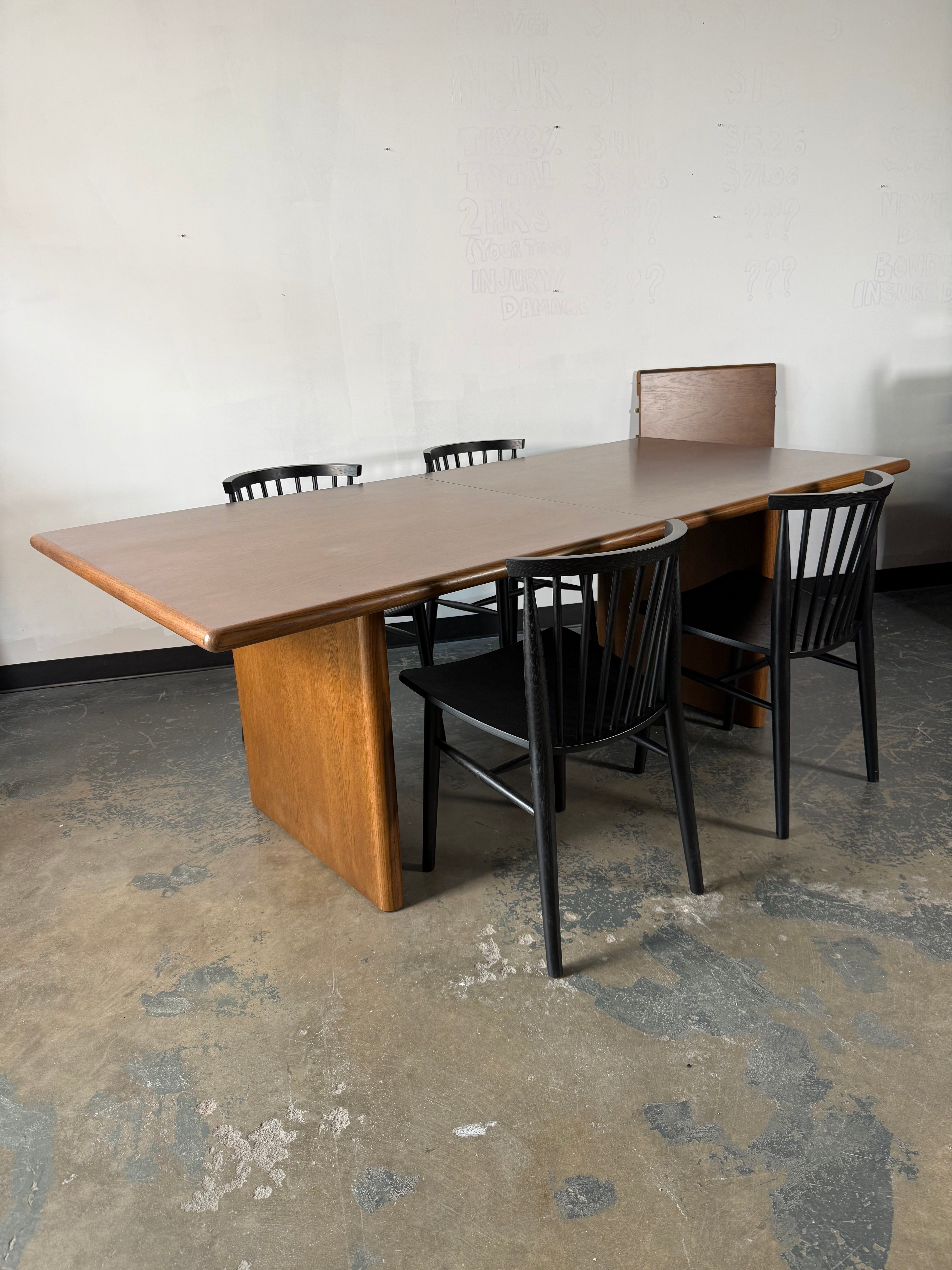 Article Torme Extendable Dining Table + 4 Rustic Dining Chairs