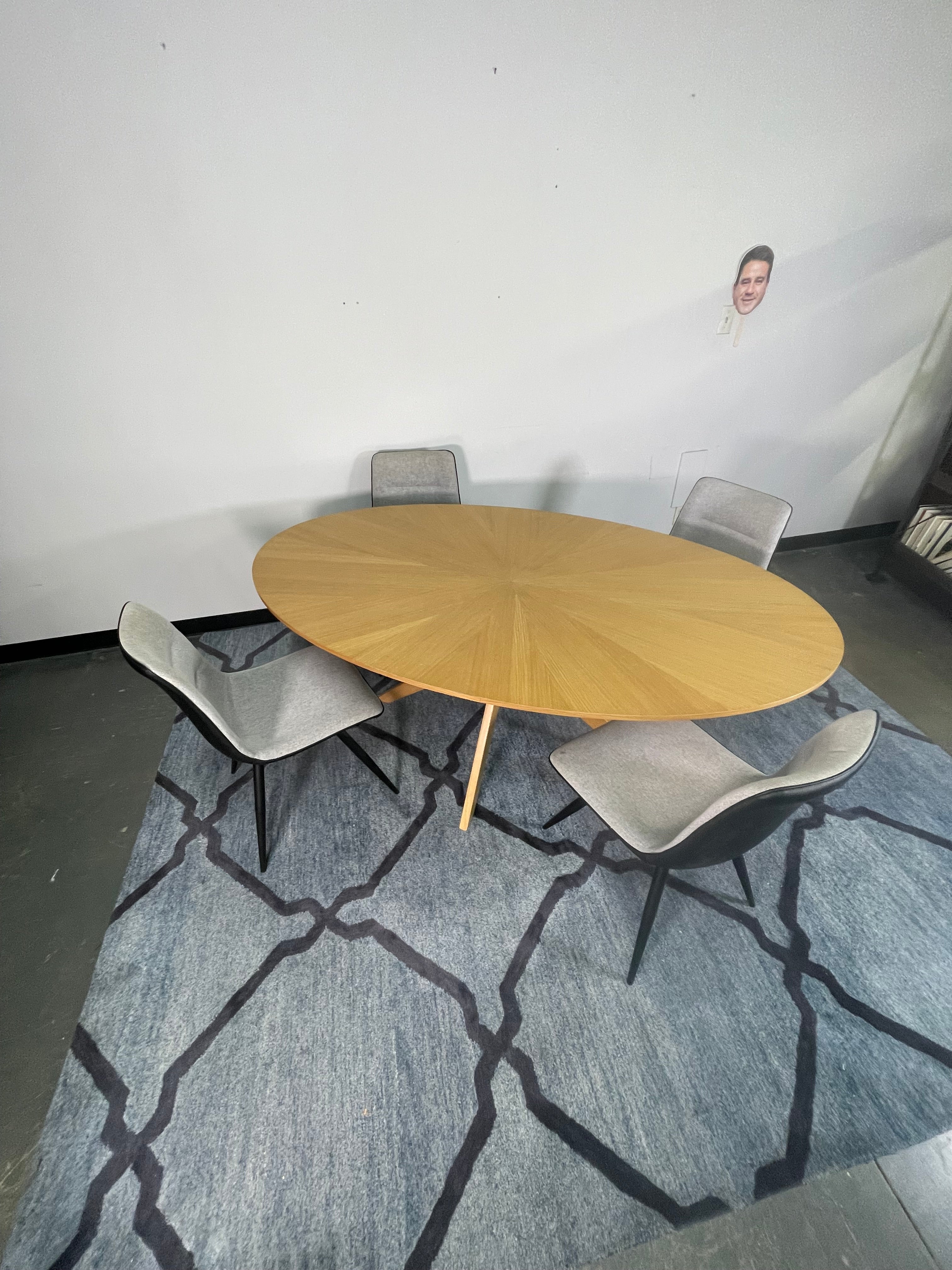 Sunburst Oak Oval Dining Table with 4 Chairs
