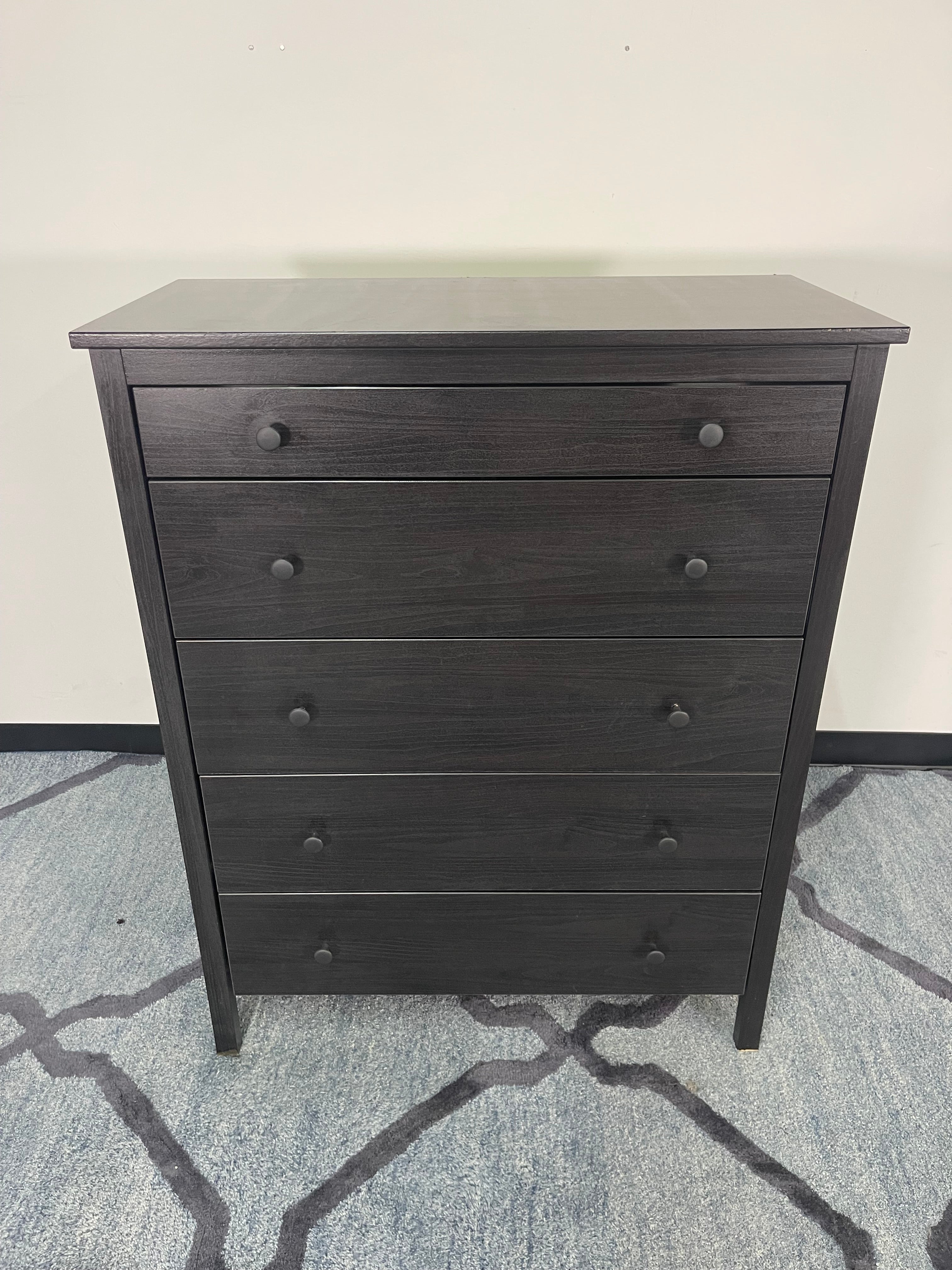 Charcoal Gray Wood Chest of Drawers