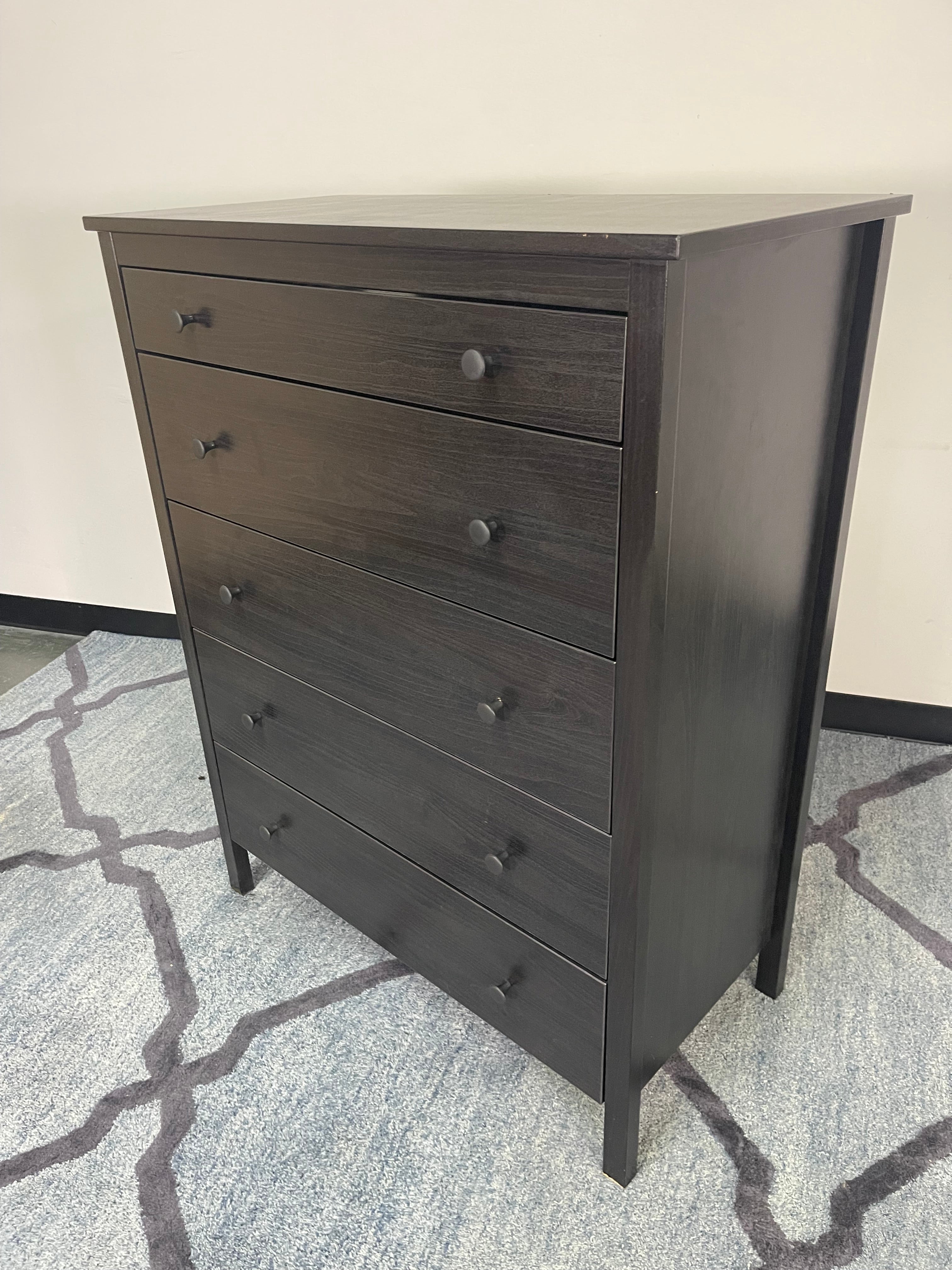 Charcoal Gray Wood Chest of Drawers
