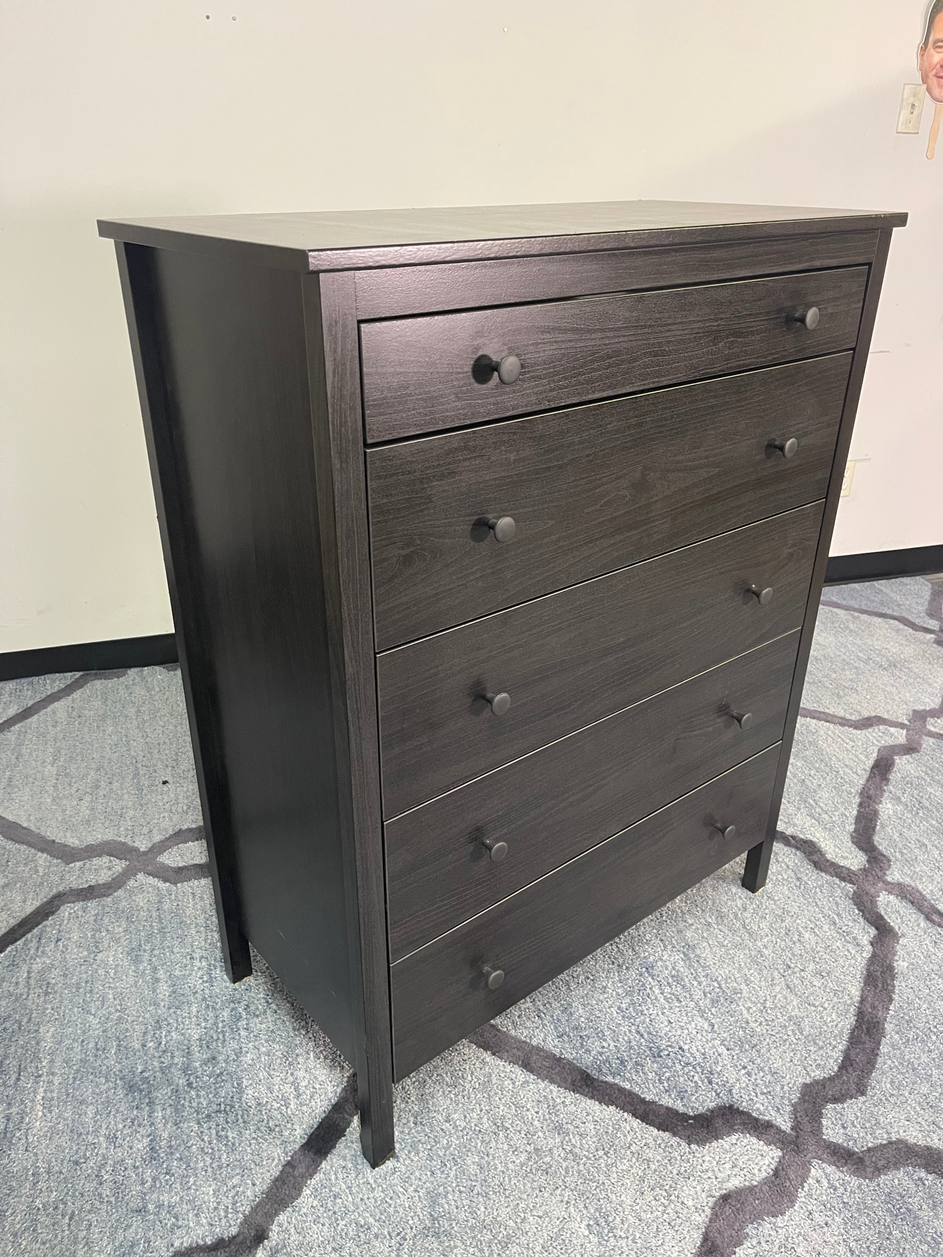 Charcoal Gray Wood Chest of Drawers