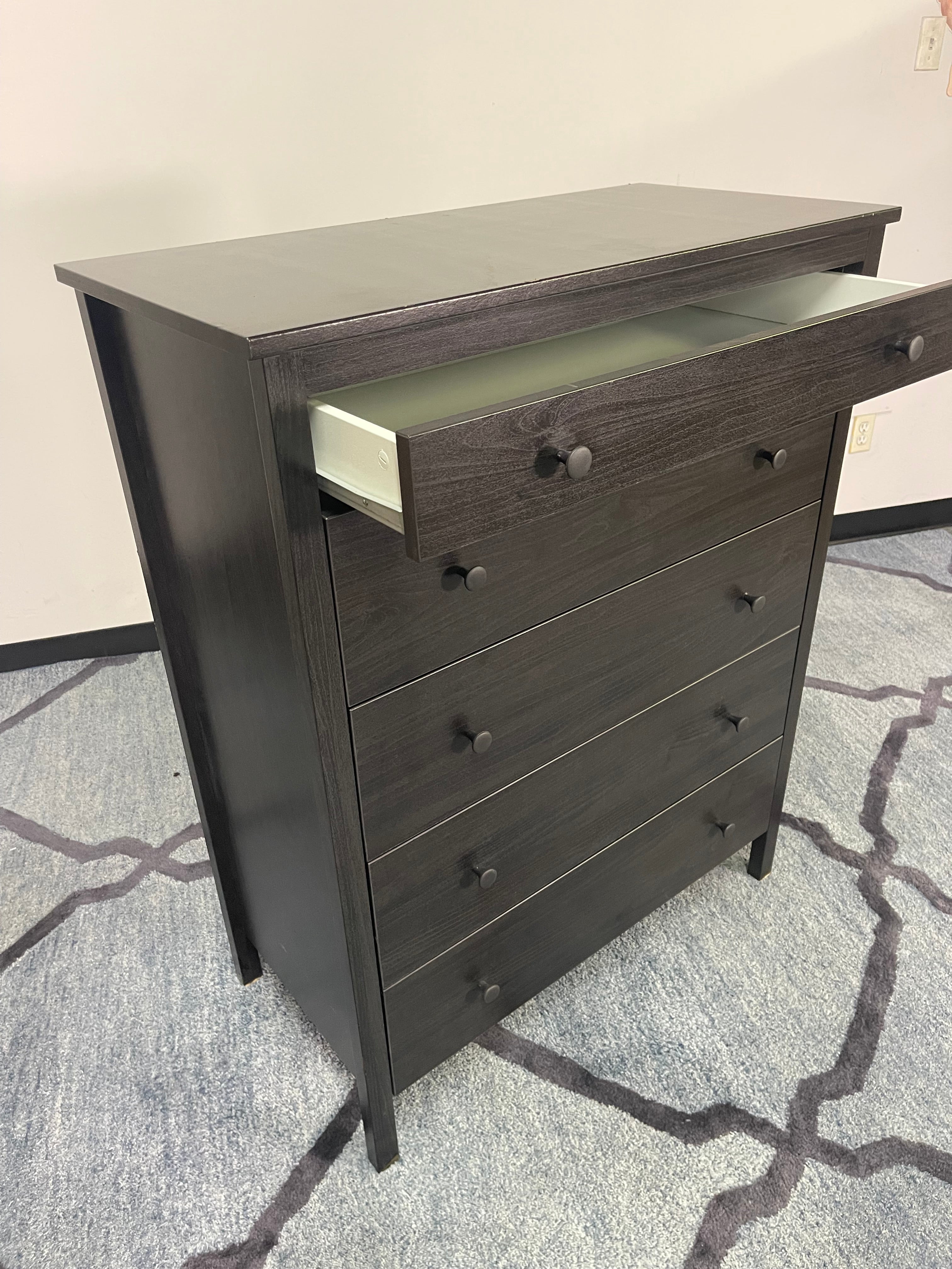 Charcoal Gray Wood Chest of Drawers