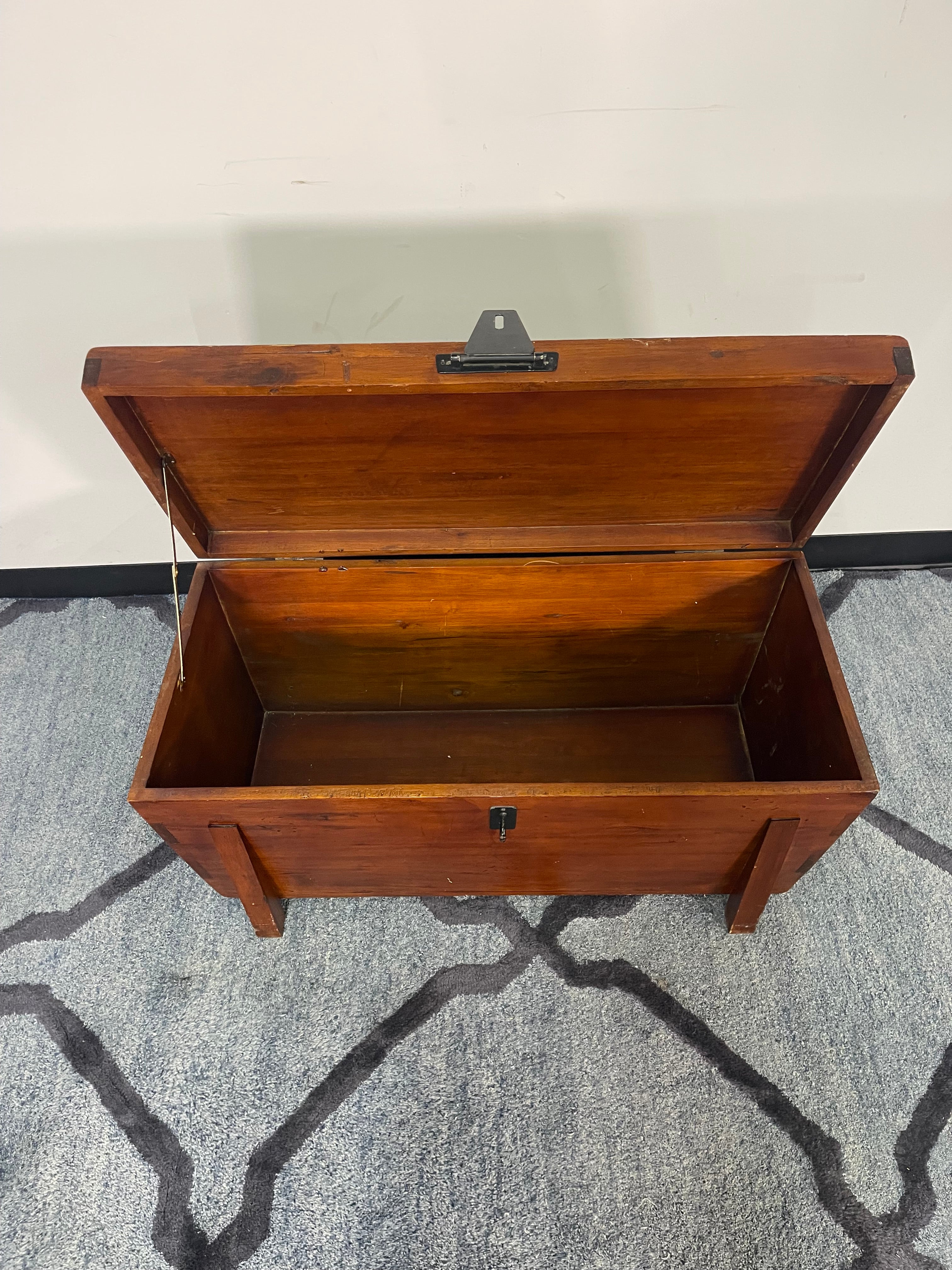 Rustic Wood Storage Trunk with Side Handles