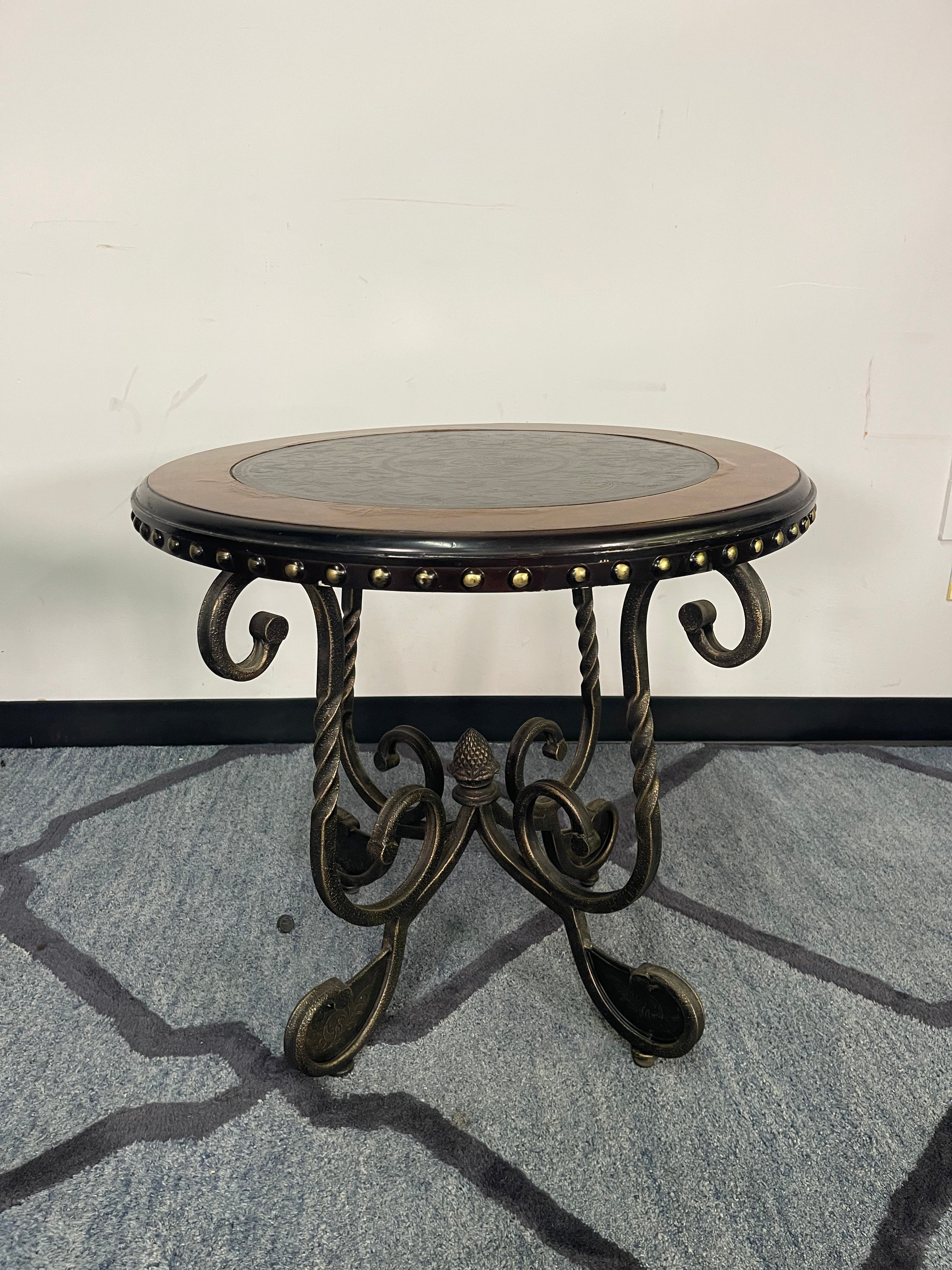 Wrought Iron Scroll-Leg Accent Tables – Set of Two