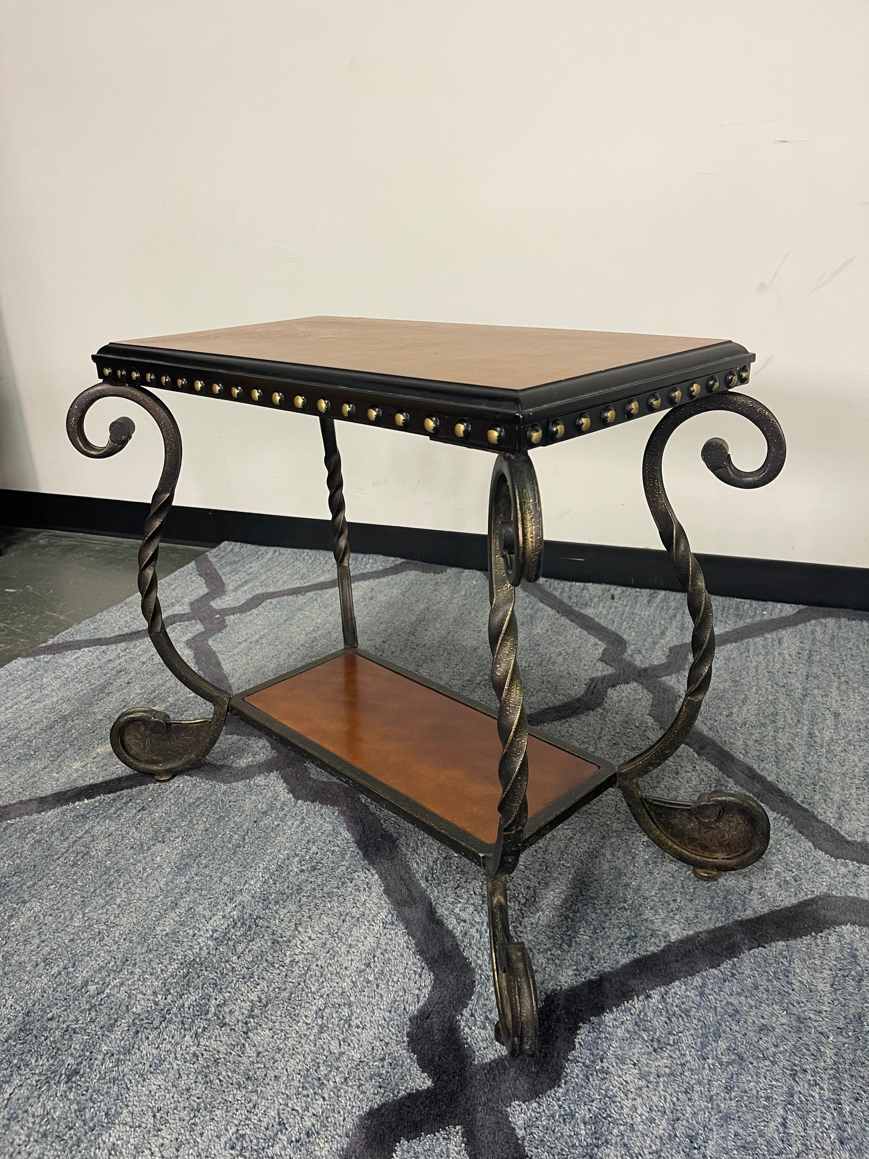 Wrought Iron Scroll-Leg Accent Tables – Set of Two