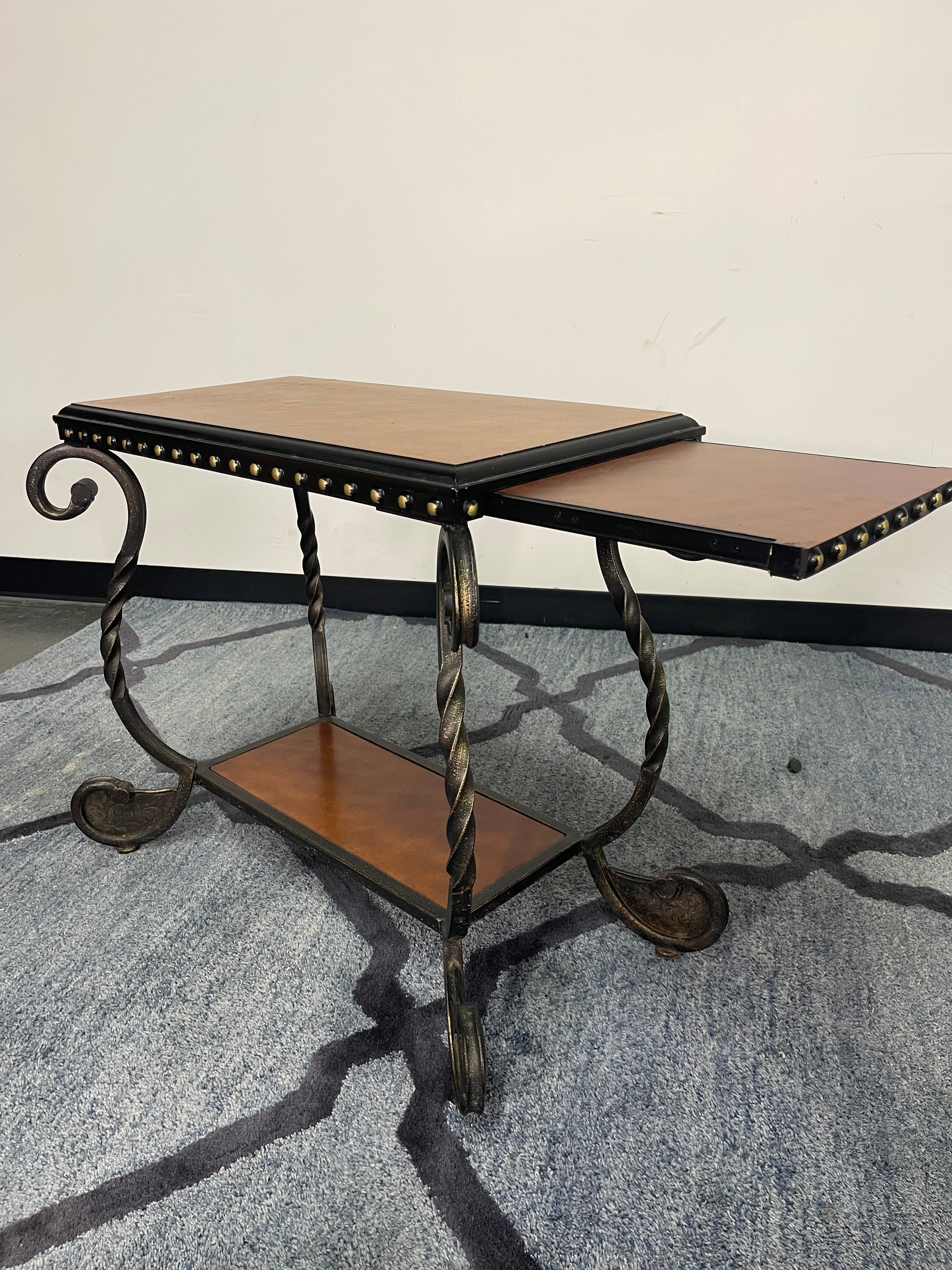 Wrought Iron Scroll-Leg Accent Tables – Set of Two