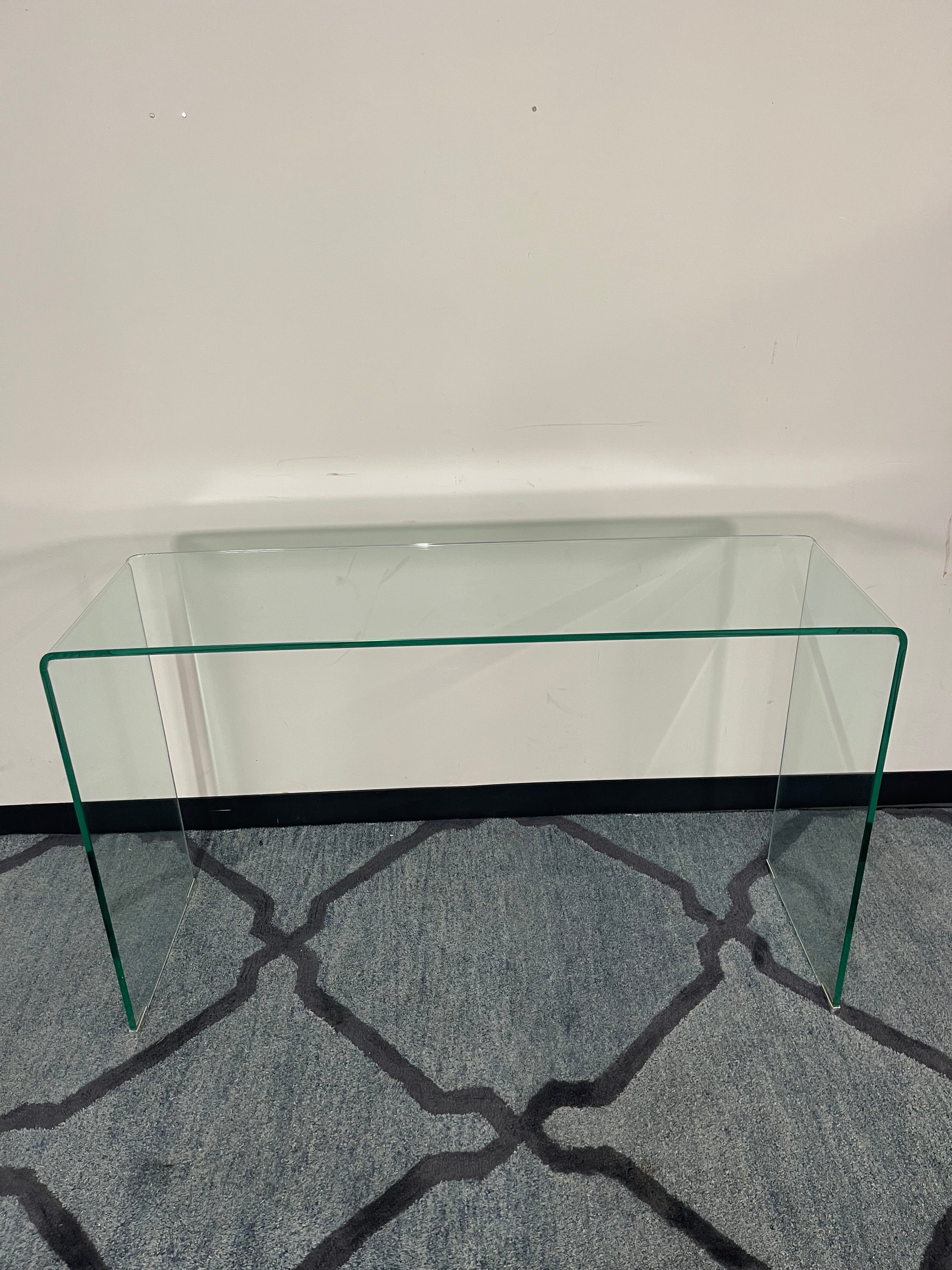 Sleek Glass Waterfall Console Table