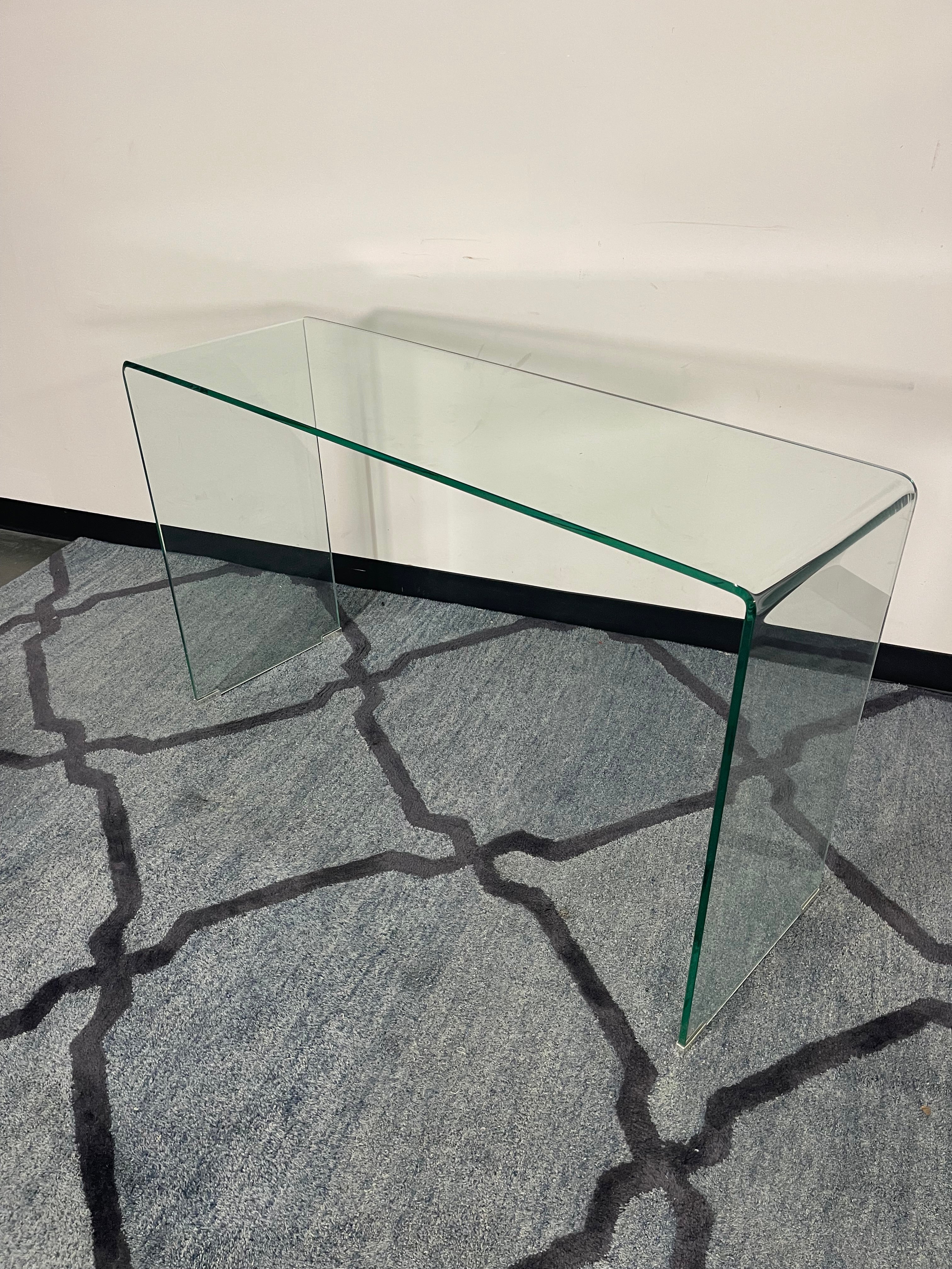 Sleek Glass Waterfall Console Table