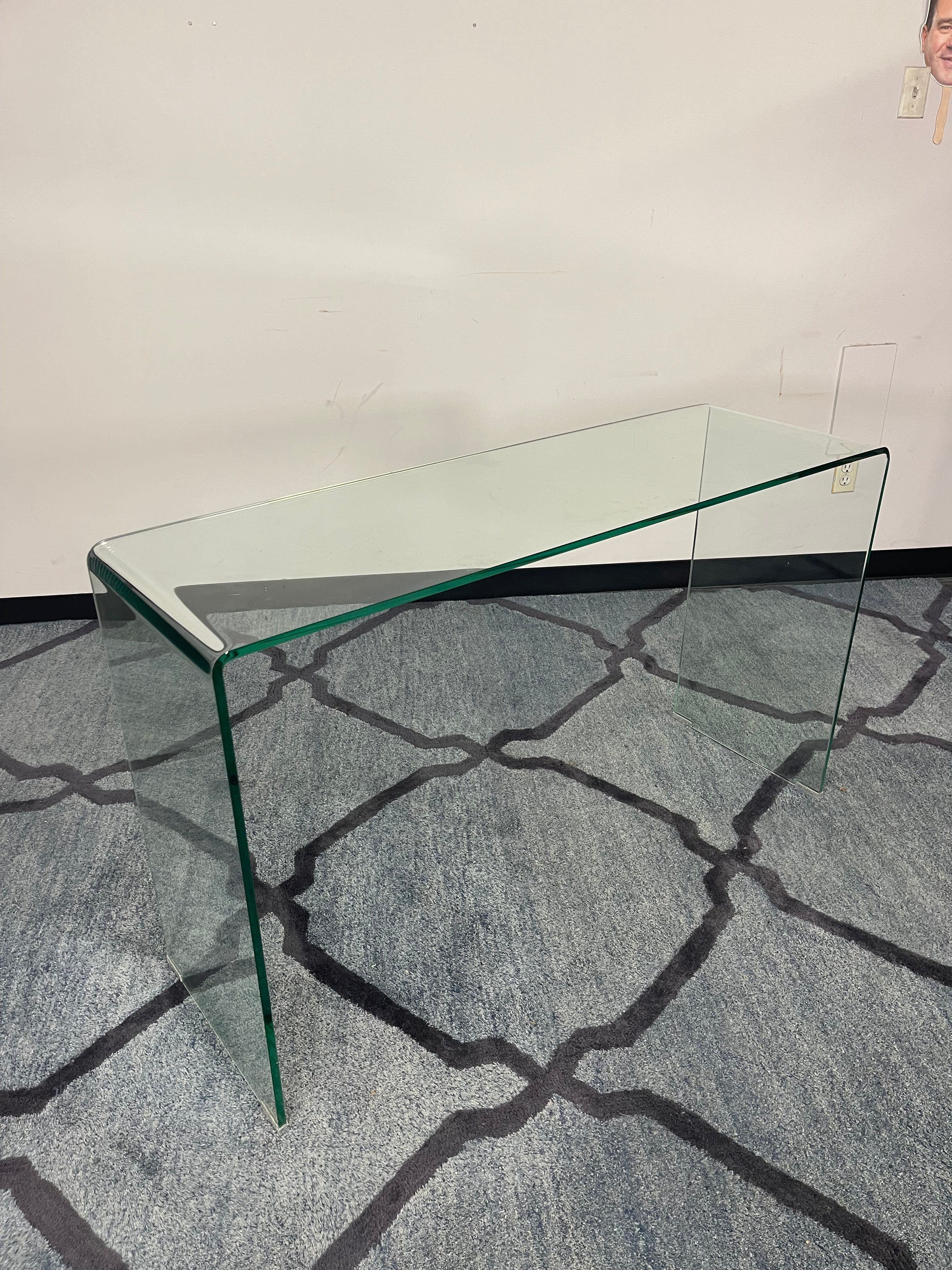 Sleek Glass Waterfall Console Table