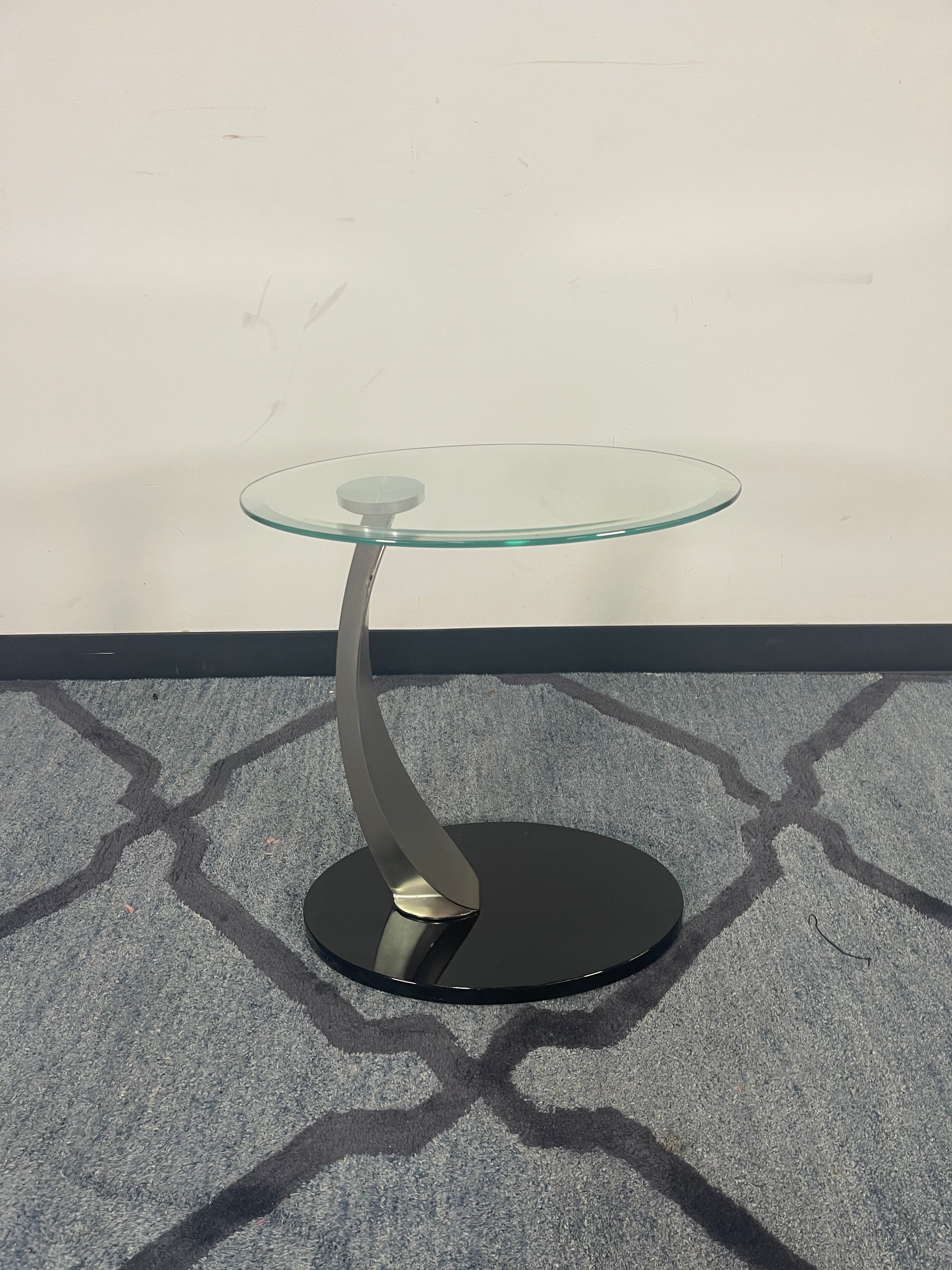 Sculptural Glass & Chrome Accent Table