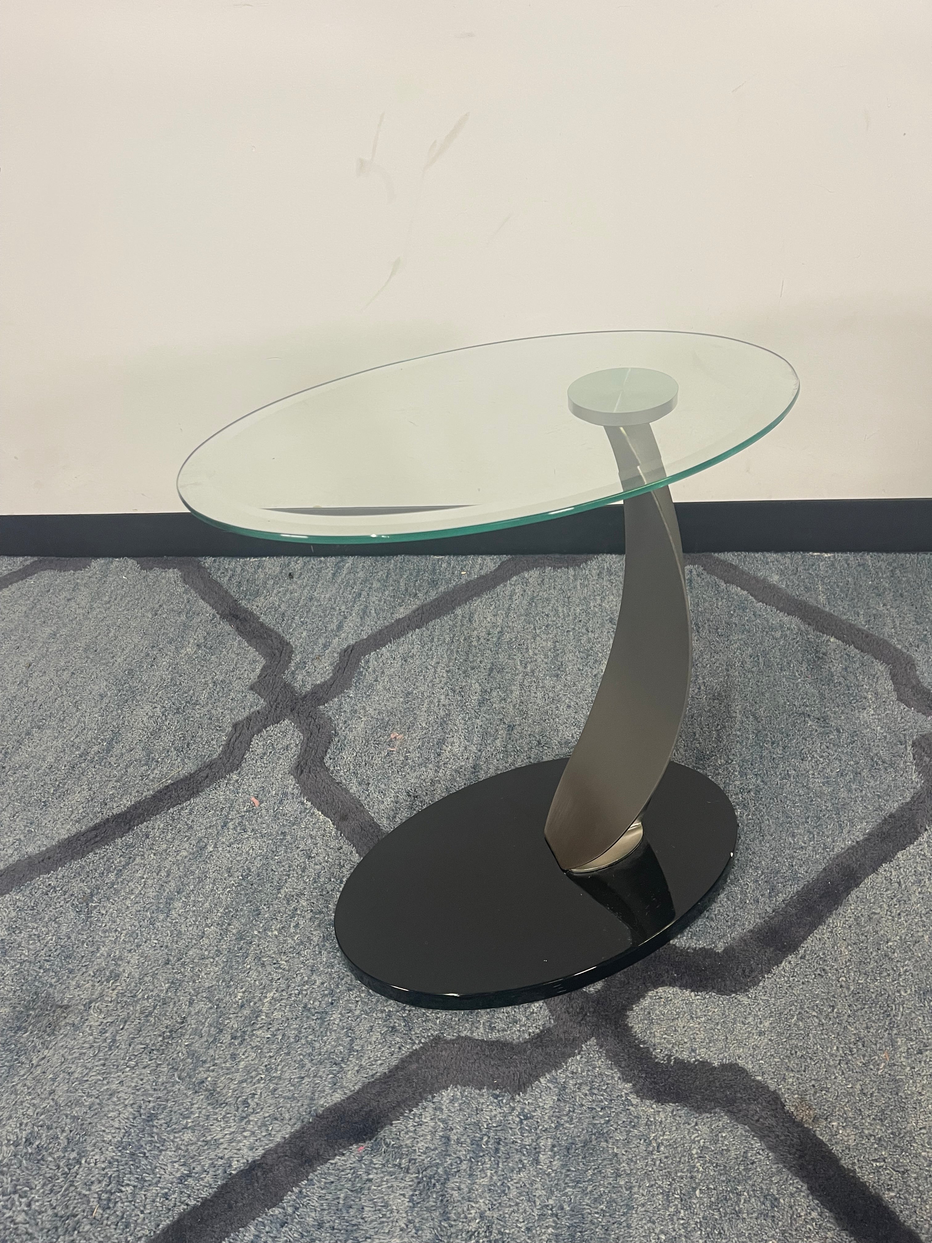 Sculptural Glass & Chrome Accent Table