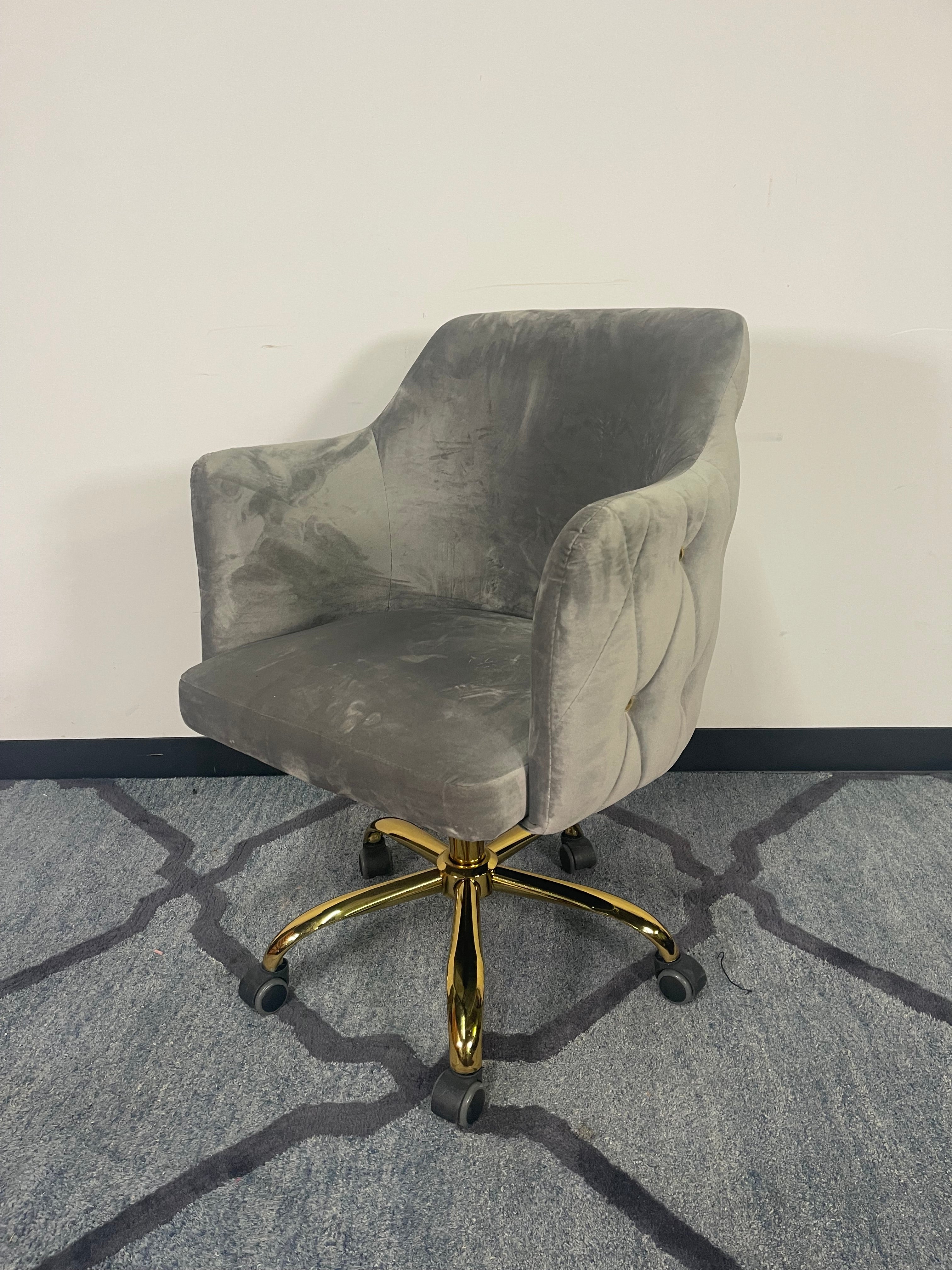 Glam Velvet Tufted Swivel Office Chair
