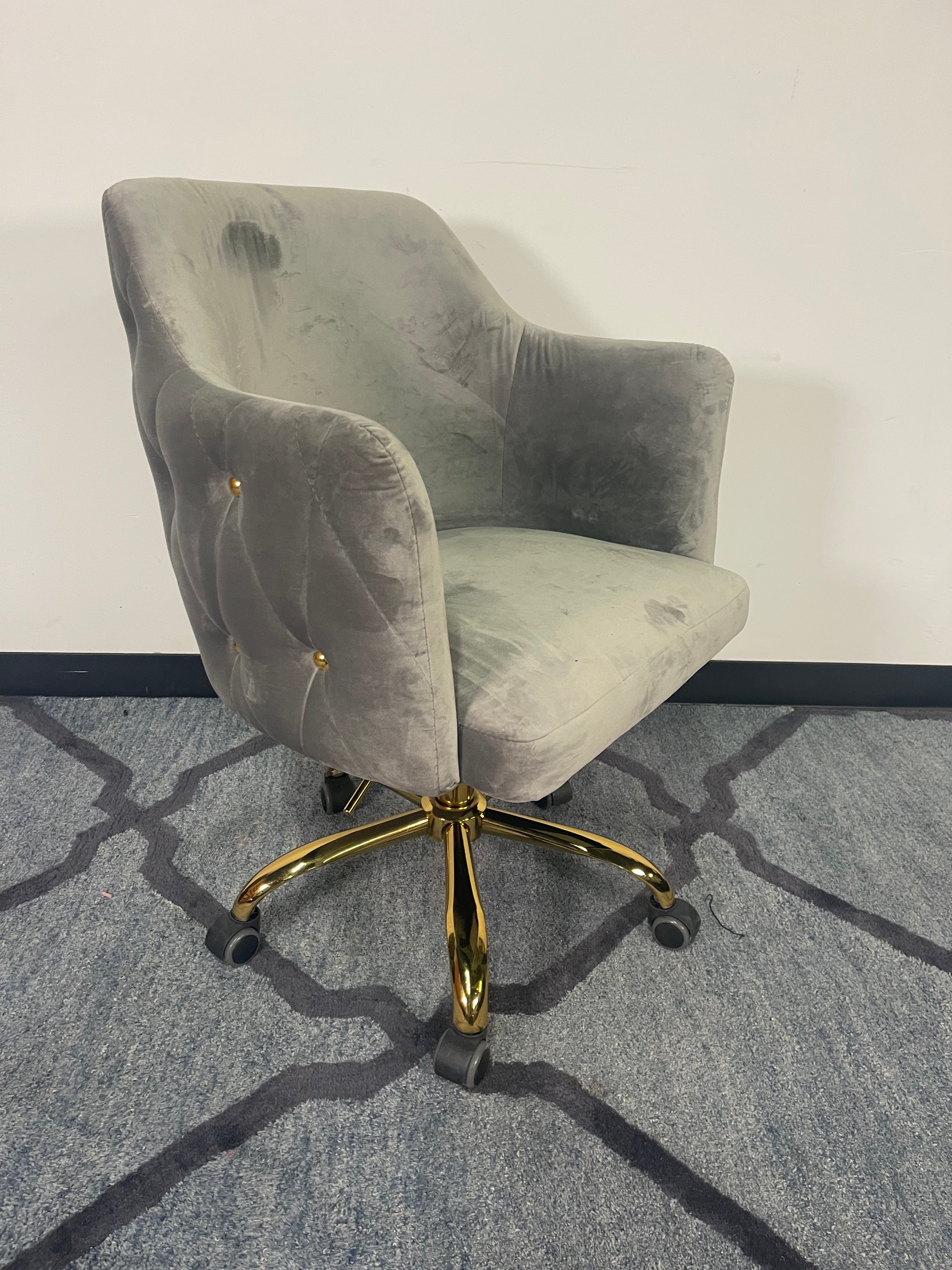 Glam Velvet Tufted Swivel Office Chair