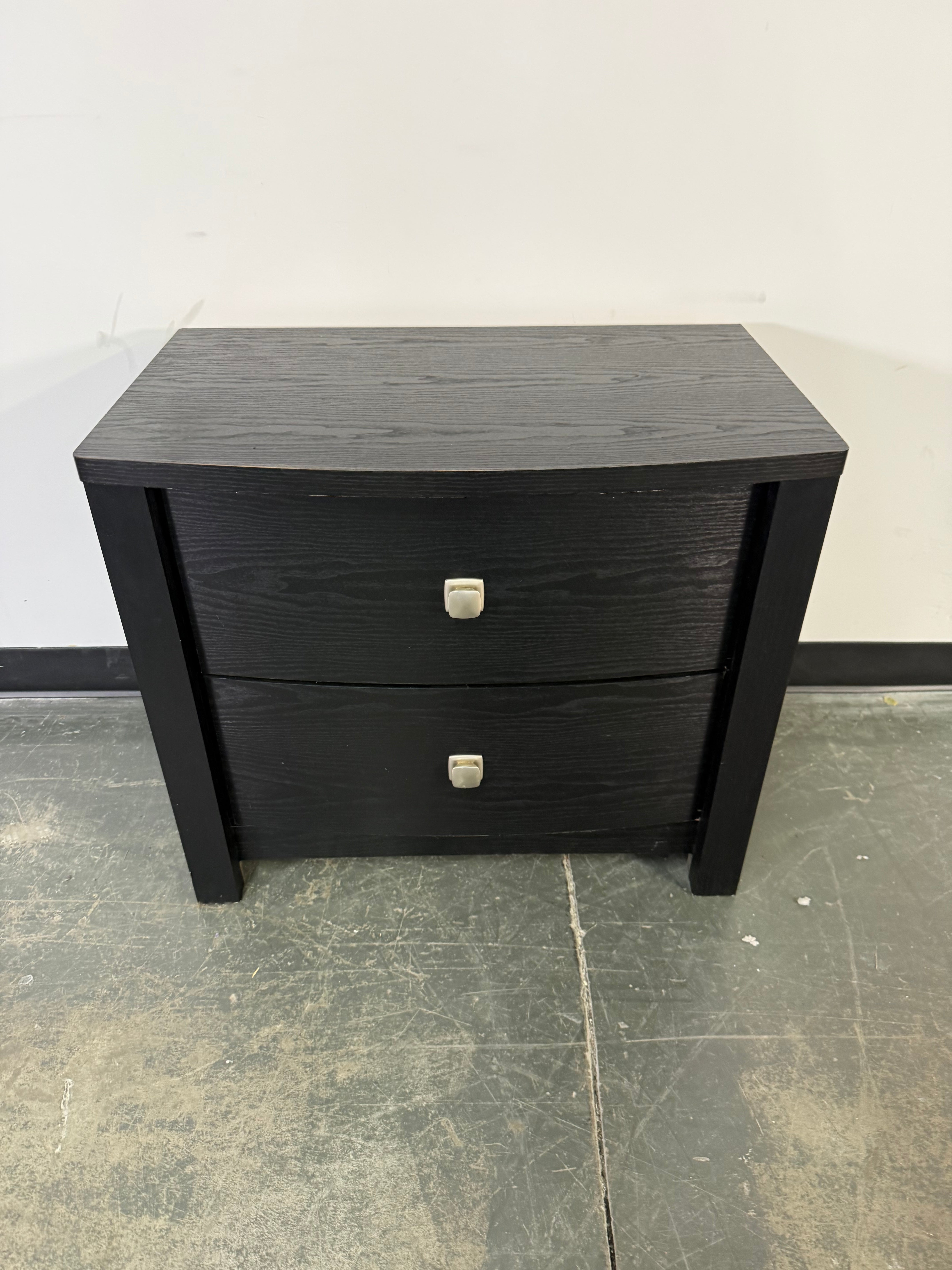 Modern Black Two-Drawer Nightstand