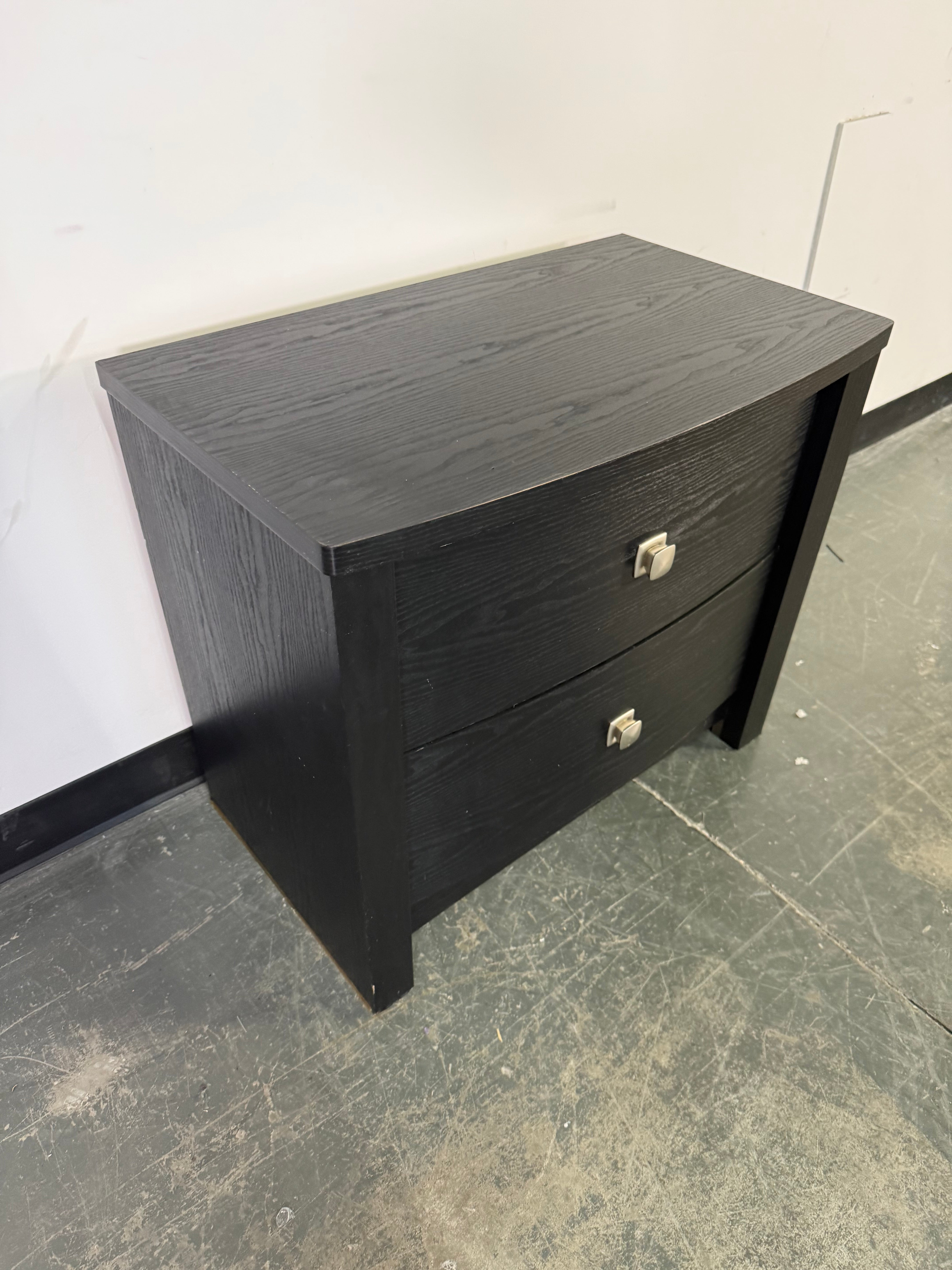 Modern Black Two-Drawer Nightstand