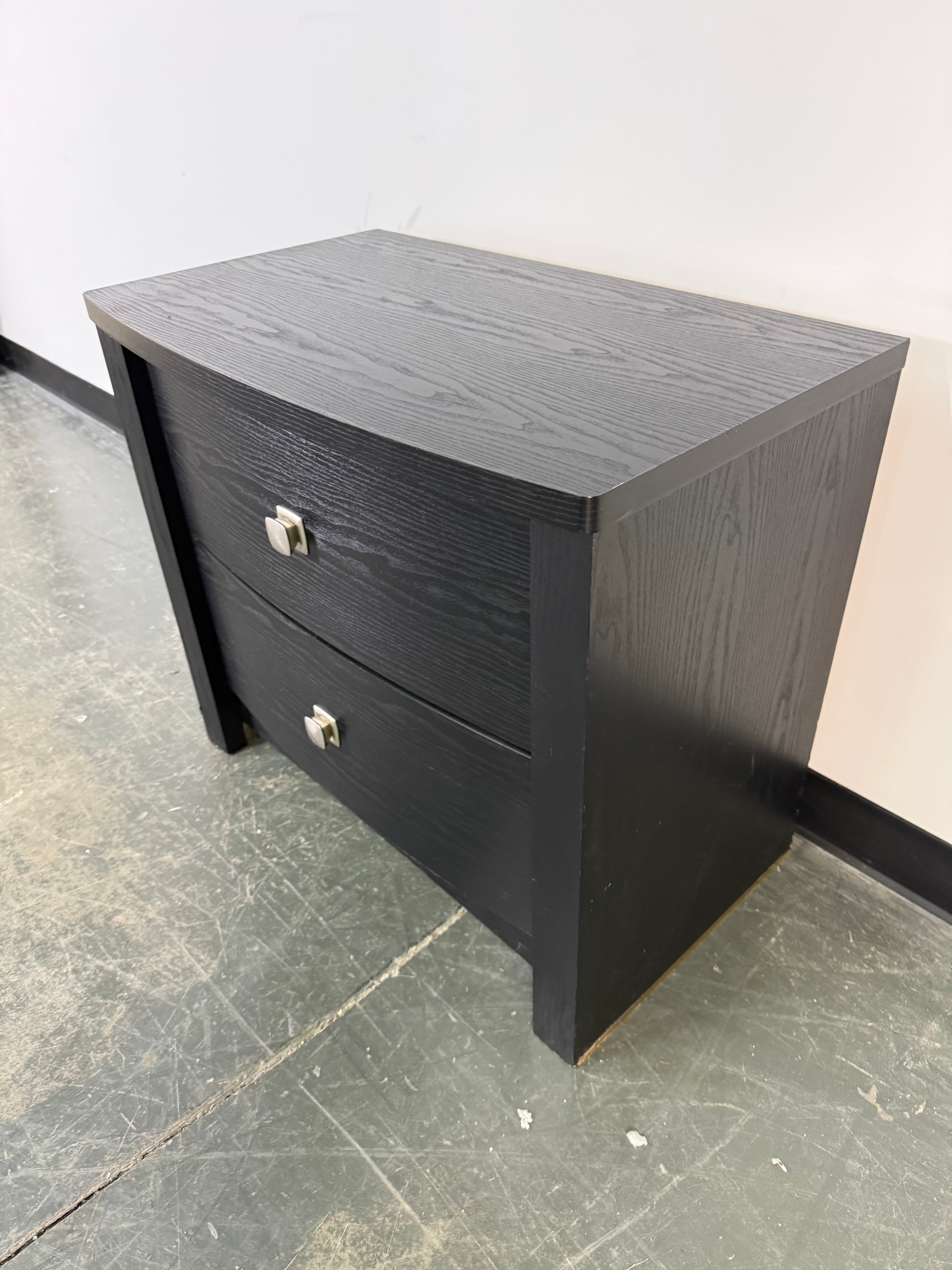 Modern Black Two-Drawer Nightstand